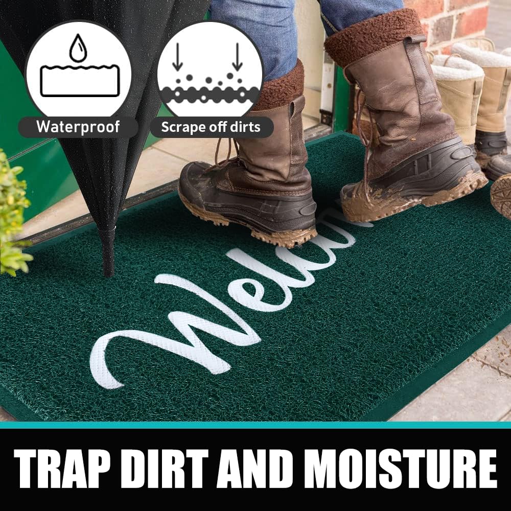 T.HENV Tapete de bienvenida para interiores y exteriores, 36 x 24 pulgadas, 100 % impermeable, tapete para puerta delantera, entrada exterior, tapete de secado rápido, tapete de bajo perfil,