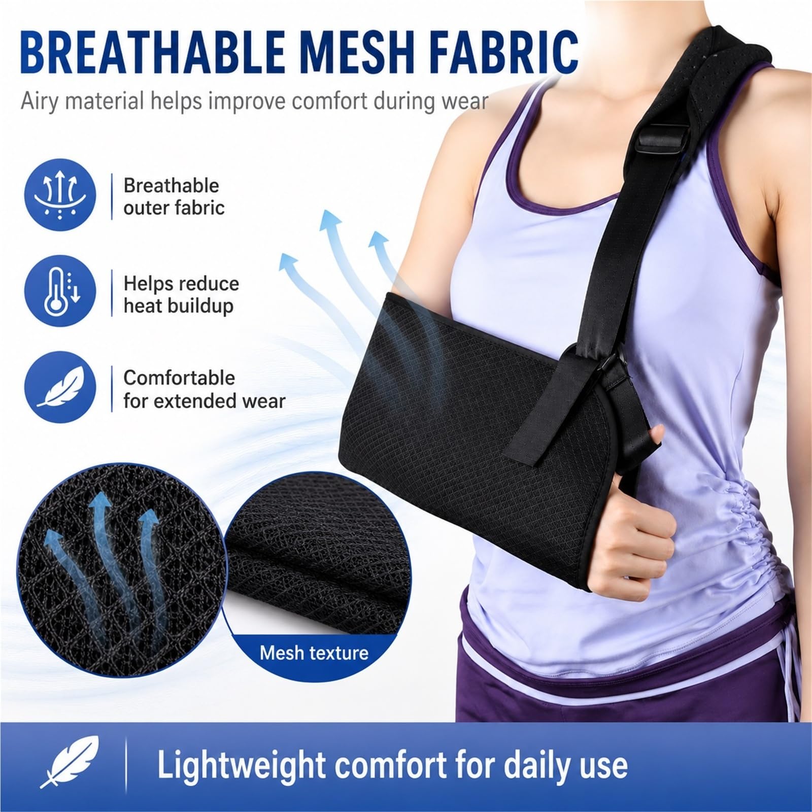 Cabestrillo para Brazo Inmovilizador de Hombro Ajustable Soporte Manguito Rotador Fractura Antebrazo Alivio Dolor Recuperación Postoperatoria Hombre Mujer Universal(L)