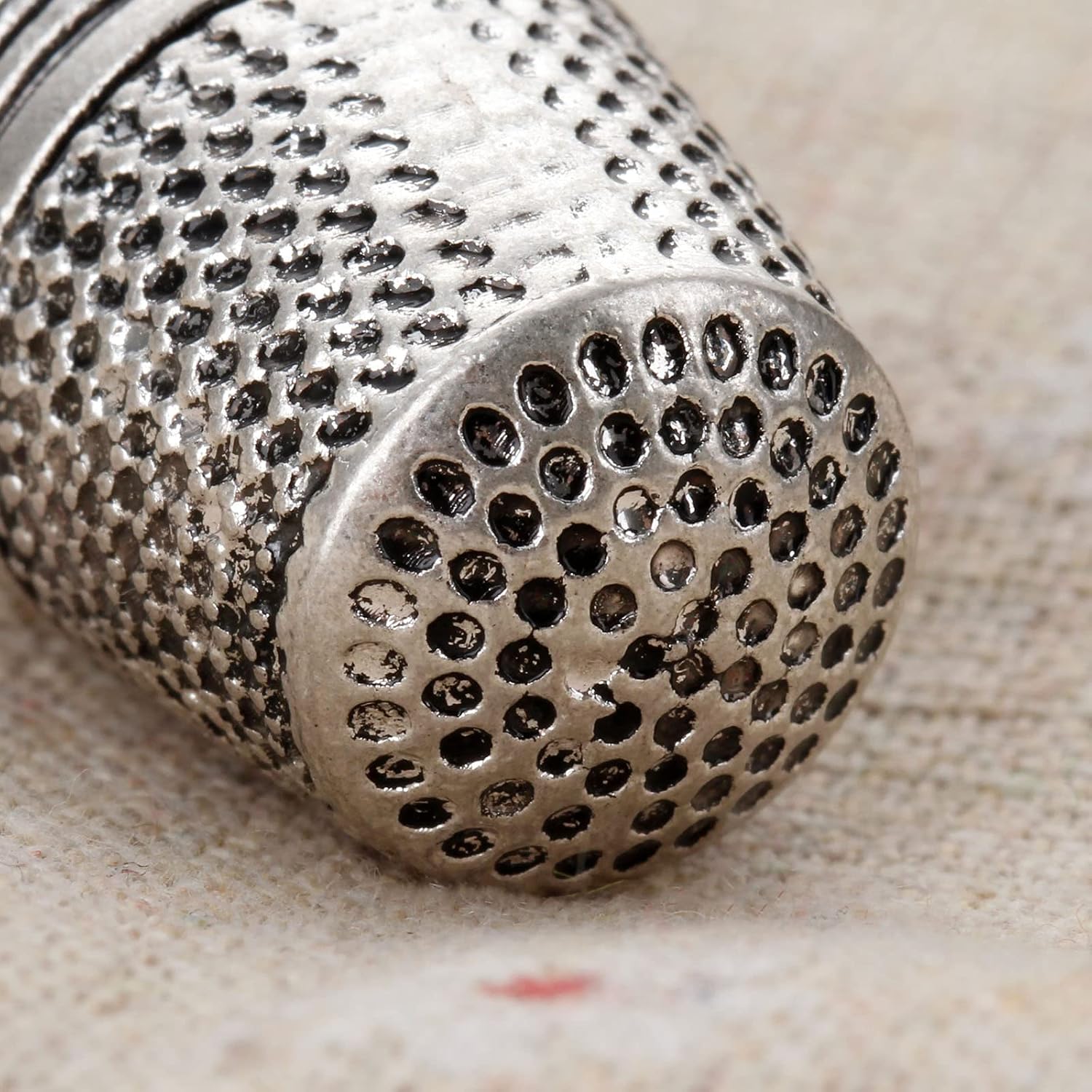 Mtsooning Metal Sewing Thimble, 2PCS Antique Fingertip Thimbles, Finger Shield Ring Quilting Accessories for Handle Needlework DIY Craft Protector Tool