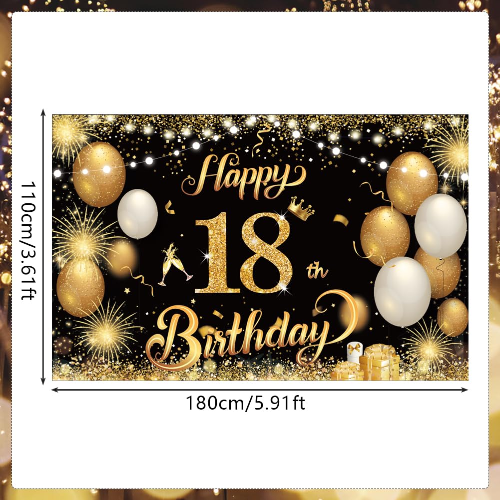 Buon Copleanno Decorazioni 18 Striscione Copleanno, 18 Decorazione per Feste Copleanno, Oro