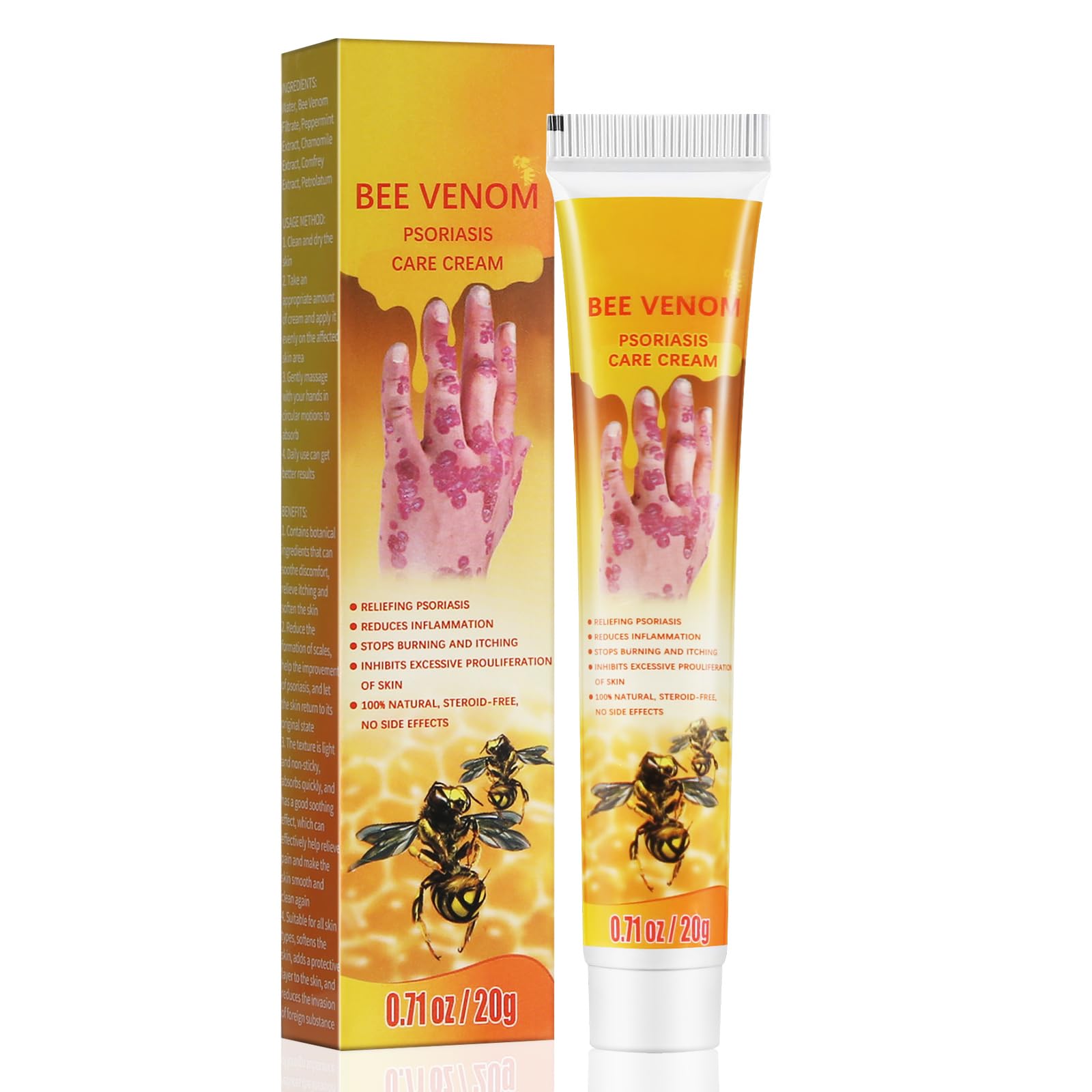 Eczema & Psoriasis Cream for Dry and Itchy Skin，Dermatitis Moisturizing Body Cream，Eczema Relief & Psoriasis Moisturizer，Bee Venom Cream
