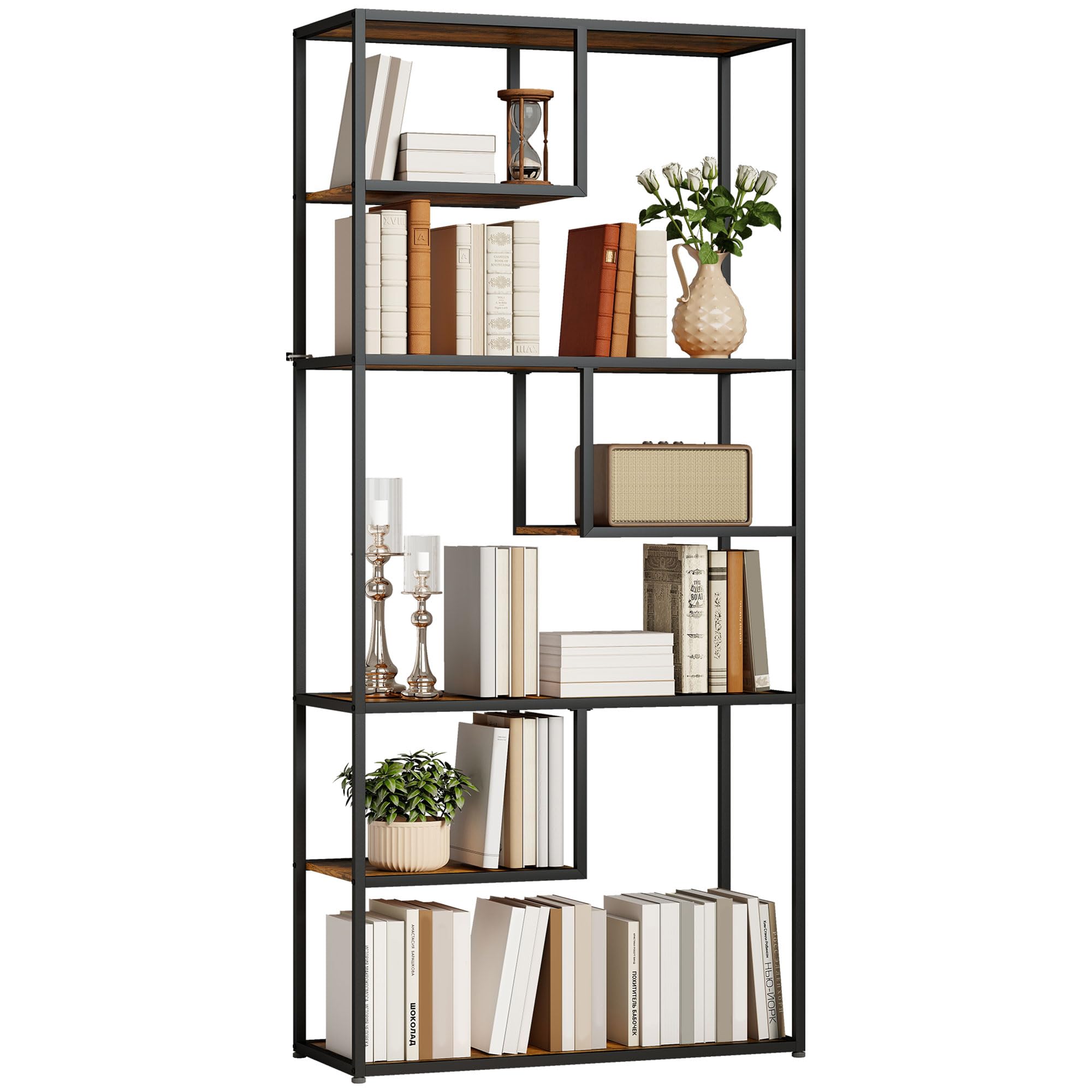 B&Q -  6 Tier Storage ShelvesFree Standing Book Shelf For StudyLiving Room