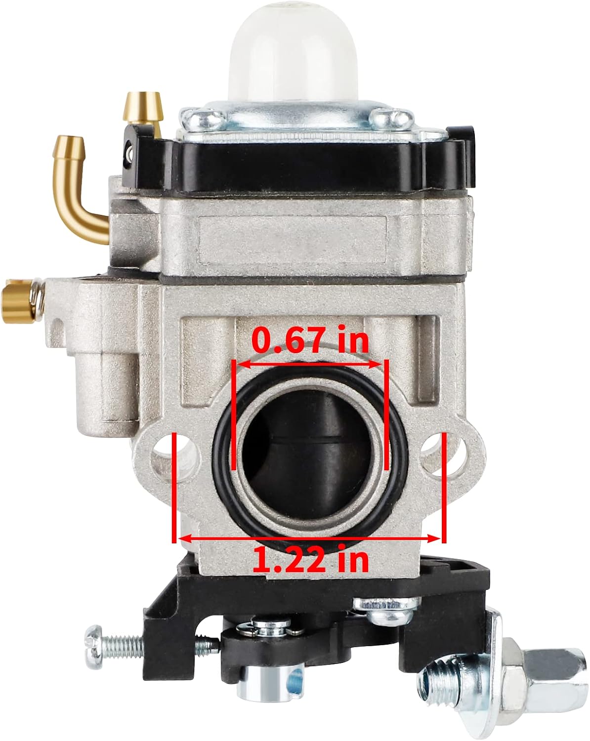 Rear view of the Ferilter Carburetor with dimensions