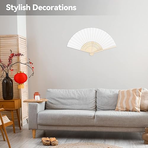 Miniatura 6 de MCEAST 30 ventiladores plegables de seda con marcos de bambú, ventilador de mano plegable para regalos de boda, recuerdos de fiesta, decoración del