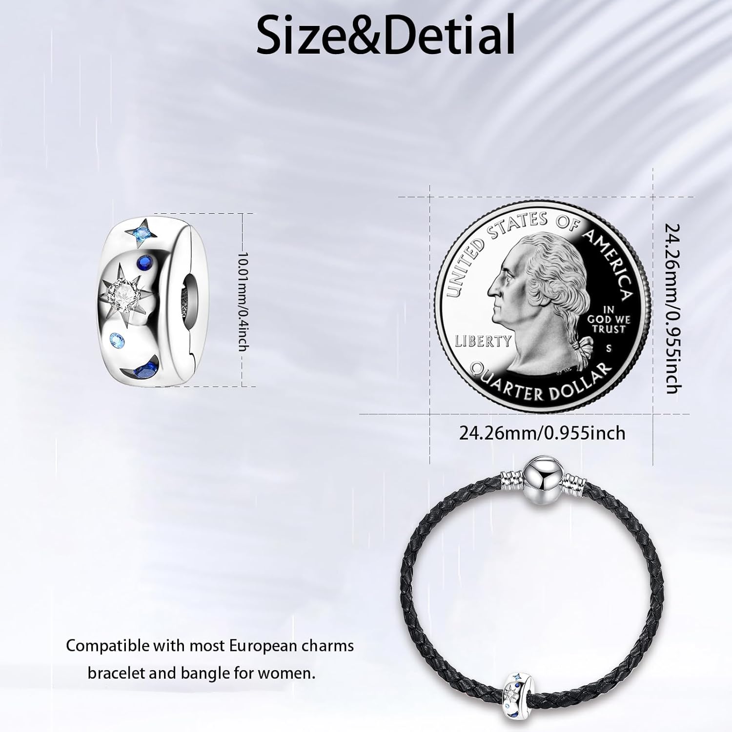 Moon Star Clip Spacer Charm Lock Stopper Bead for Pandora Bracelet Present - Image 6