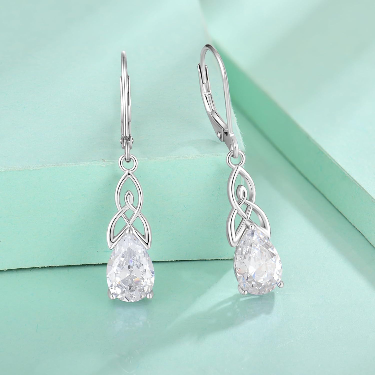 Starchenie Celtic Knot Drop Dangle Earrings for Women 925 Sterling Silver Leverback Earrings Birthstone Jewelry - Image 4