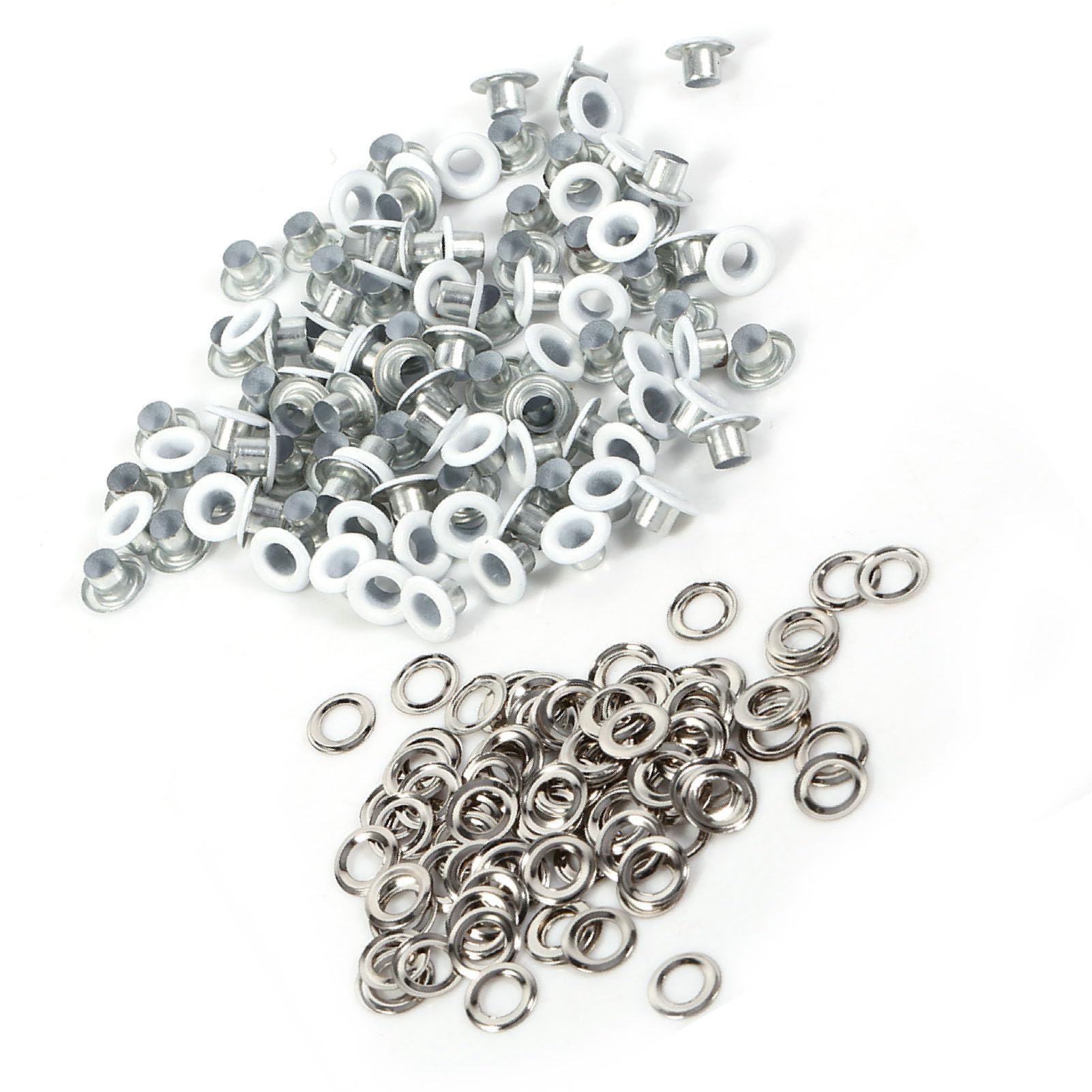 Swpeet S1448 206 sets 6mm 1/4 Inch pistoolzwart oogjes, assortimentsset met installatiegereedschap, inclusief lichtgewicht rubberen hamer, metalen oogjes, schoenkits voor leer, stof, riem, kleding
