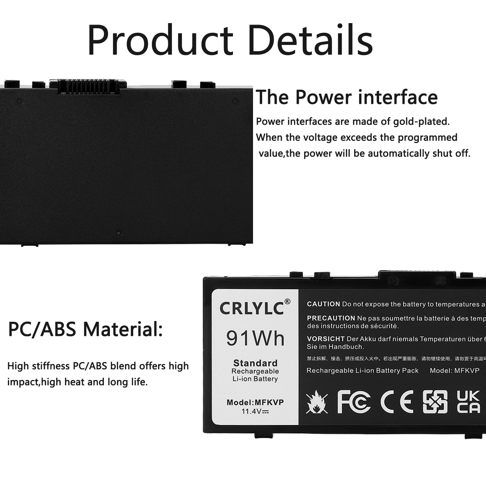 K KYUER Laptop Akku Für Dell Precision 7510/7520/7710/7720 – 11,4V 91Wh, Kompatibel Mit MFKVP & Anderen Teilenummern