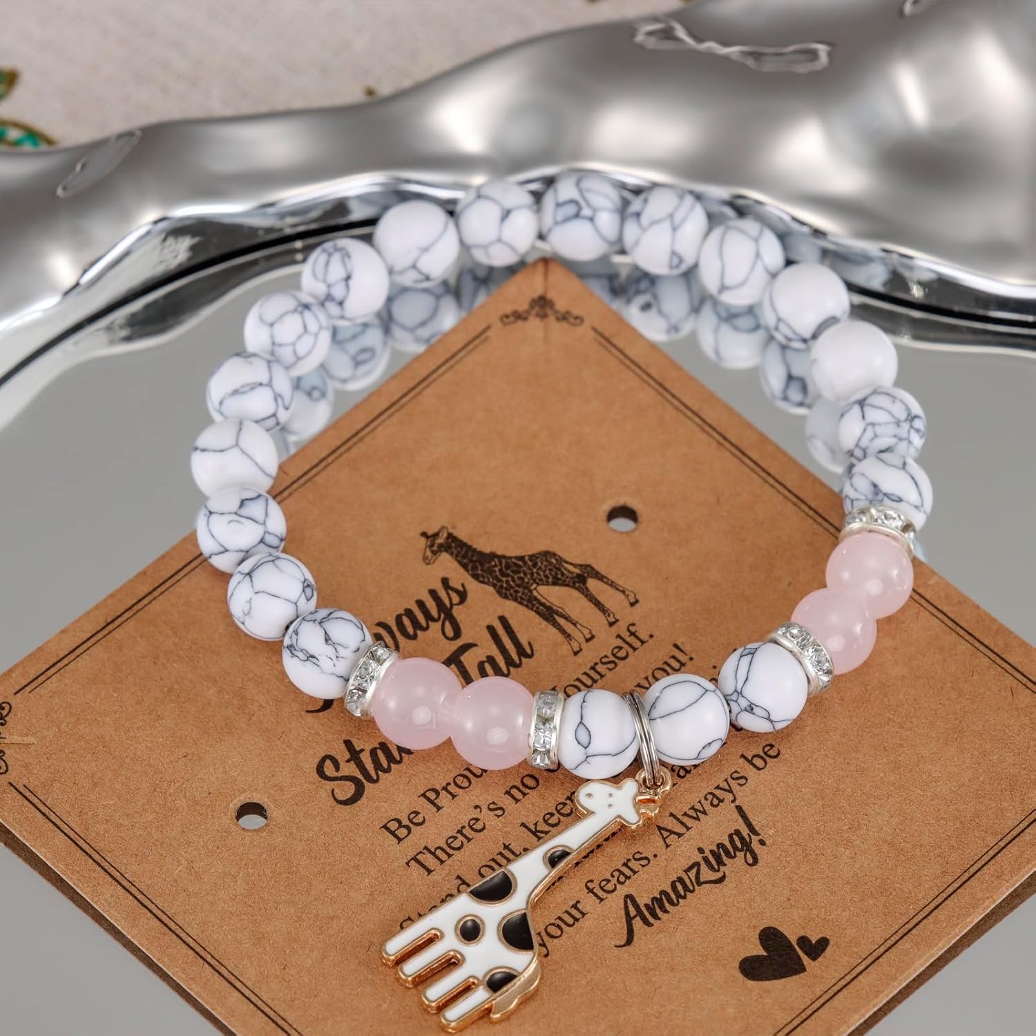 Giraffe Bracelet for Women Gifts Pink Girrafe Inspired Jewelry Girafes Bracelet - Image 4