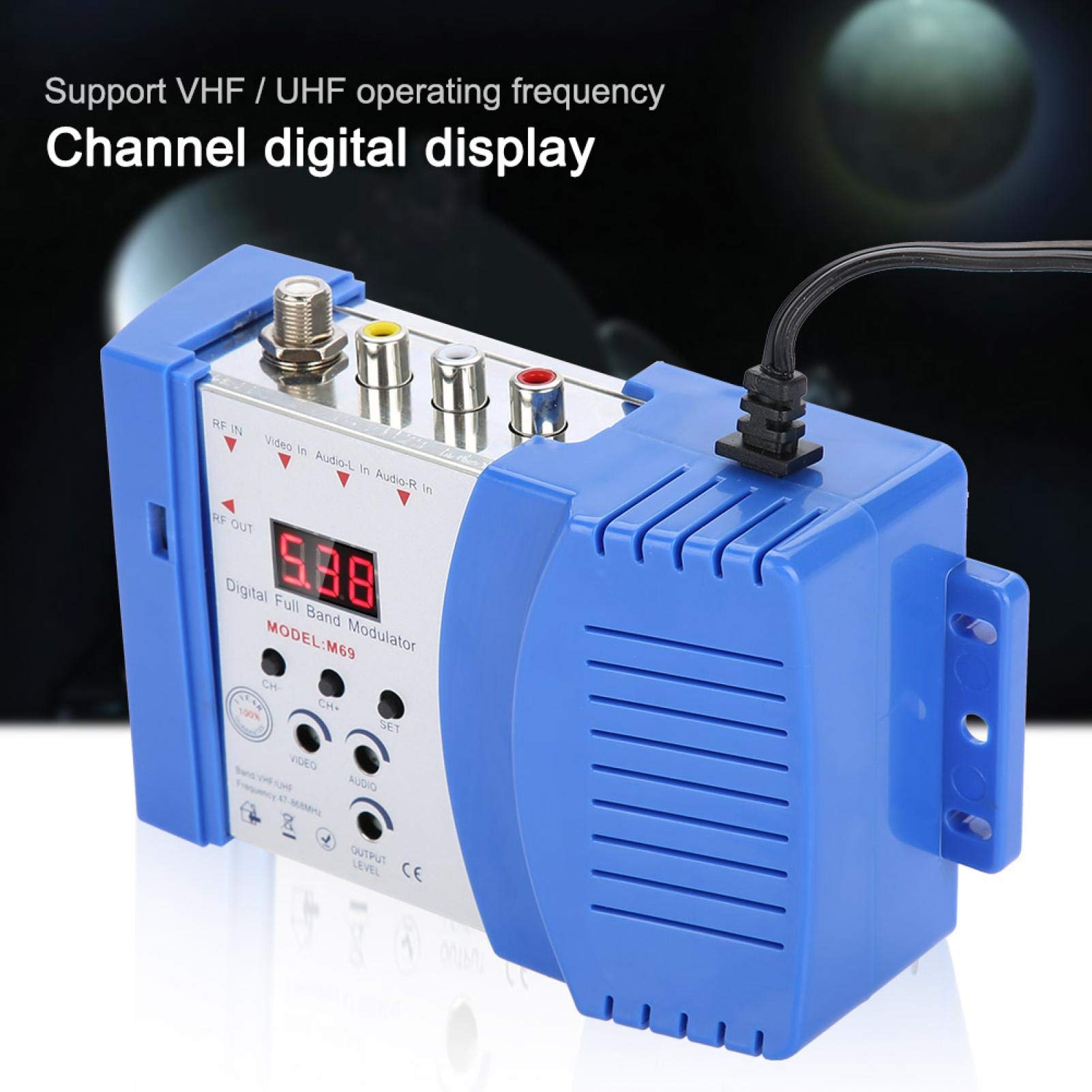 Jectse Modulateur RF Numérique, Amplificateur de Signal VHF UHF, Modulateur RF Numérique Entrées Audio-vidéo AV dans Les Signaux de Sortie RF et TV Convertisseur AV-RF AV-TV pour Caméscopes(EU)