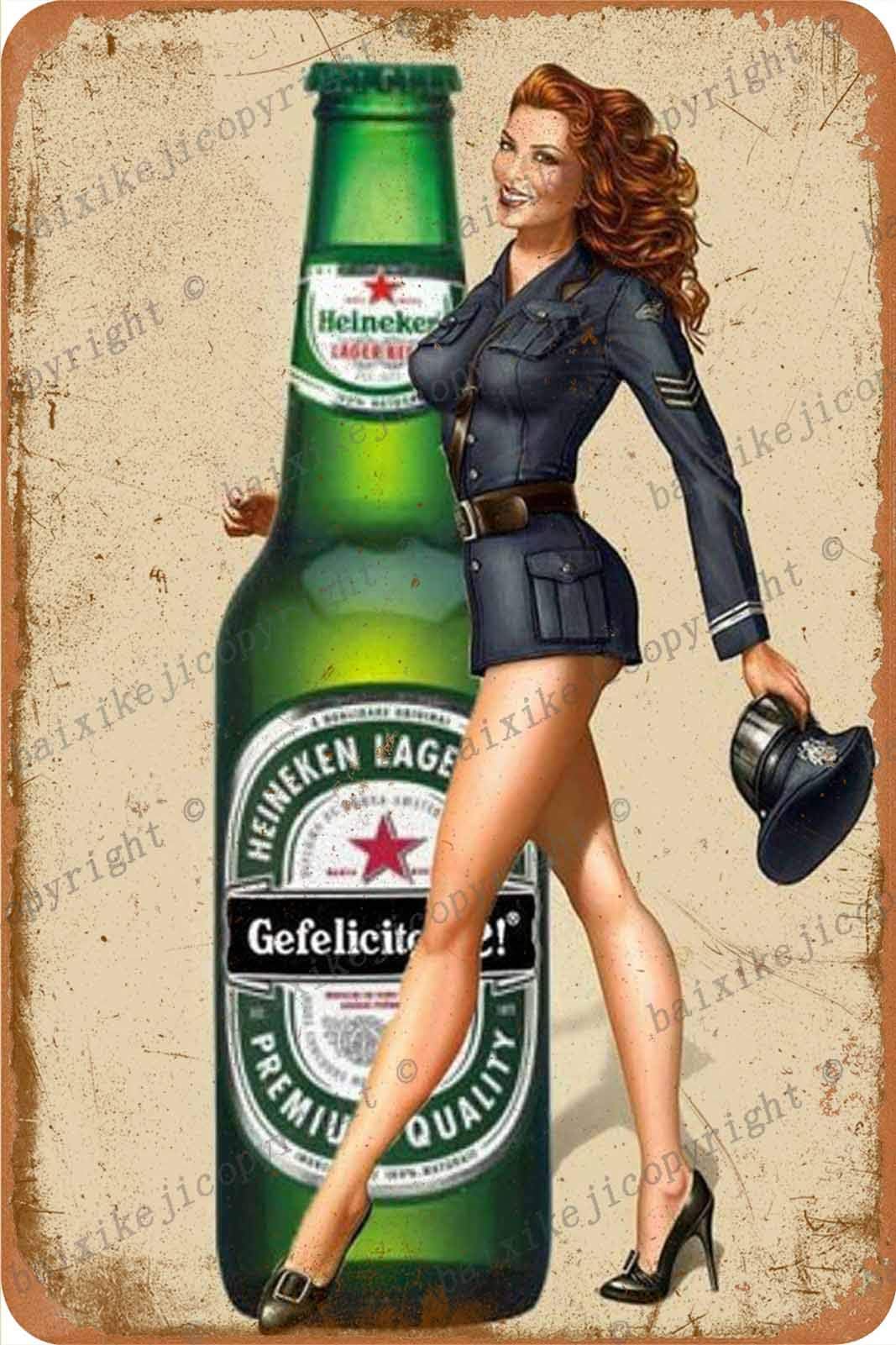 Heineken Beer poster Retro Tin Sign Poster Wall Sign Metal Vintage Plaque Garage Home Office Bar Coffee Shop Decor 20×30cm