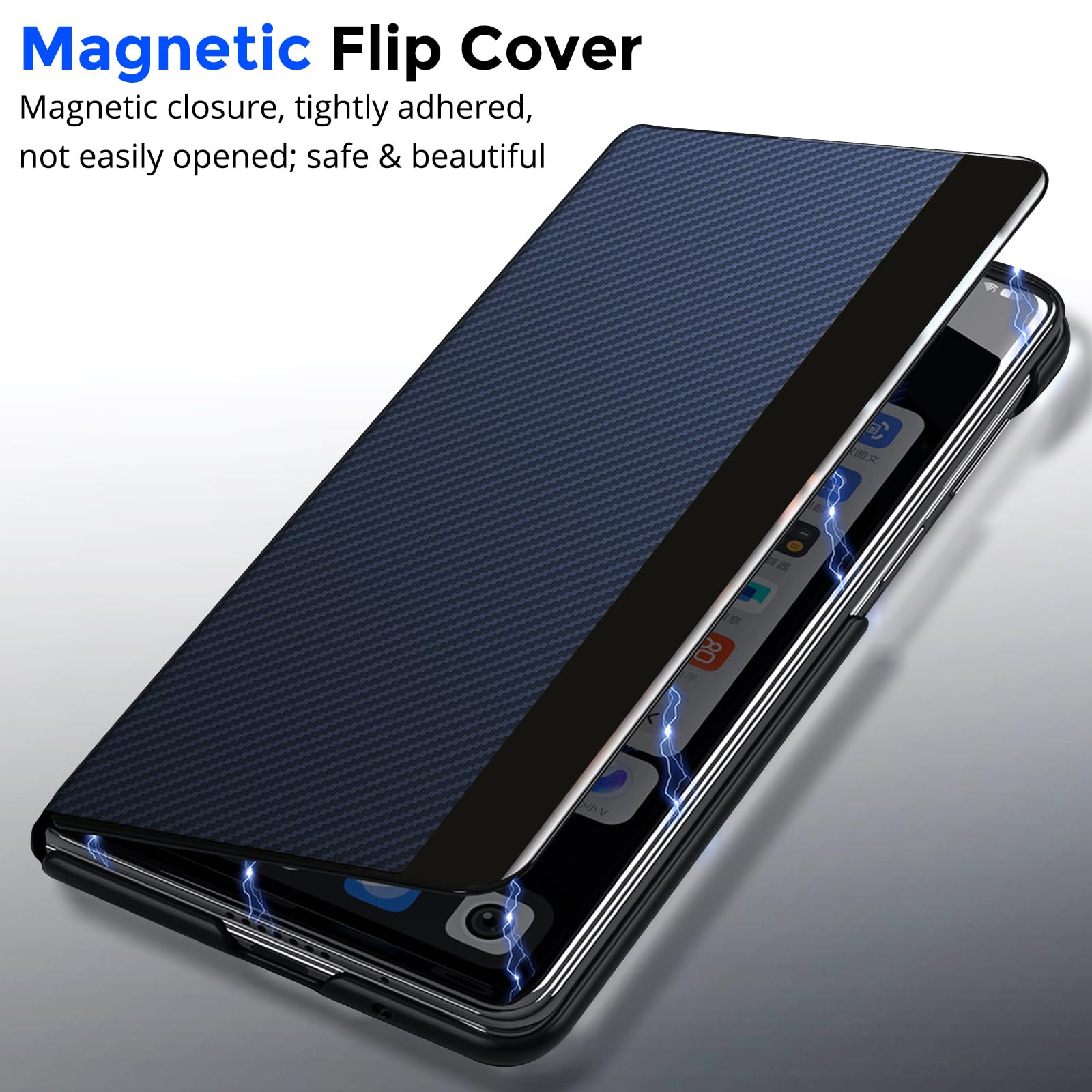 Custodia a libro per Samsung Galaxy Z Fold 6, con anello magnetico nascosto, [compatibile] Custodia a libro in pelle di alta qualità con slot per carte di credito chiusura magnetica, custodia