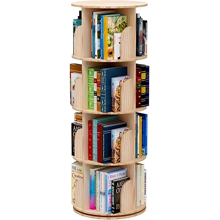 Amazon.com: DMTINTA Rotating Bookshelf 360 Display 4 Tier Floor ...