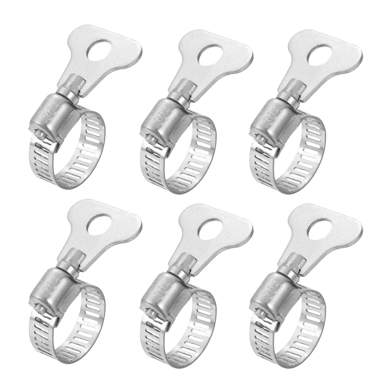 sourcing map 6pcs Hose Clamps 13-19mm(0.5"-0.7") Adjustable 304 Stainless Steel Worm Gear Hose Clips Assortment Kit for Plumbing Dryer Vent Automotive Dust Collector
