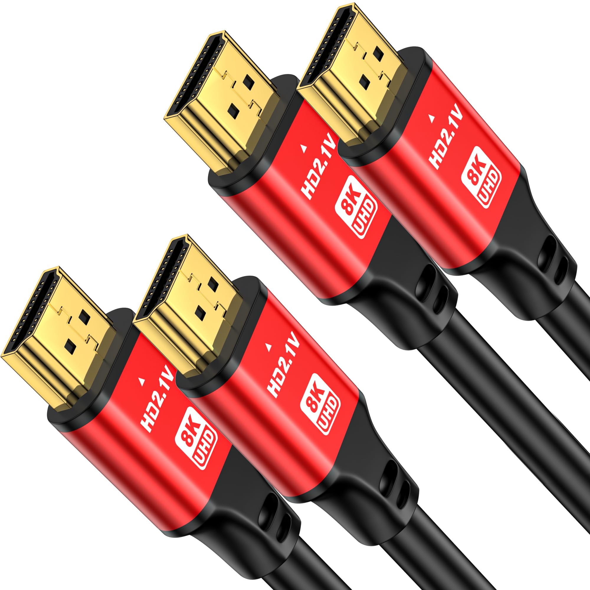 3FT HDMI 2 1 Cable 2 Pack 8K60Hz 4K120Hz 48Gbps Ultra High Speed HDMI Cable with Gold Plated