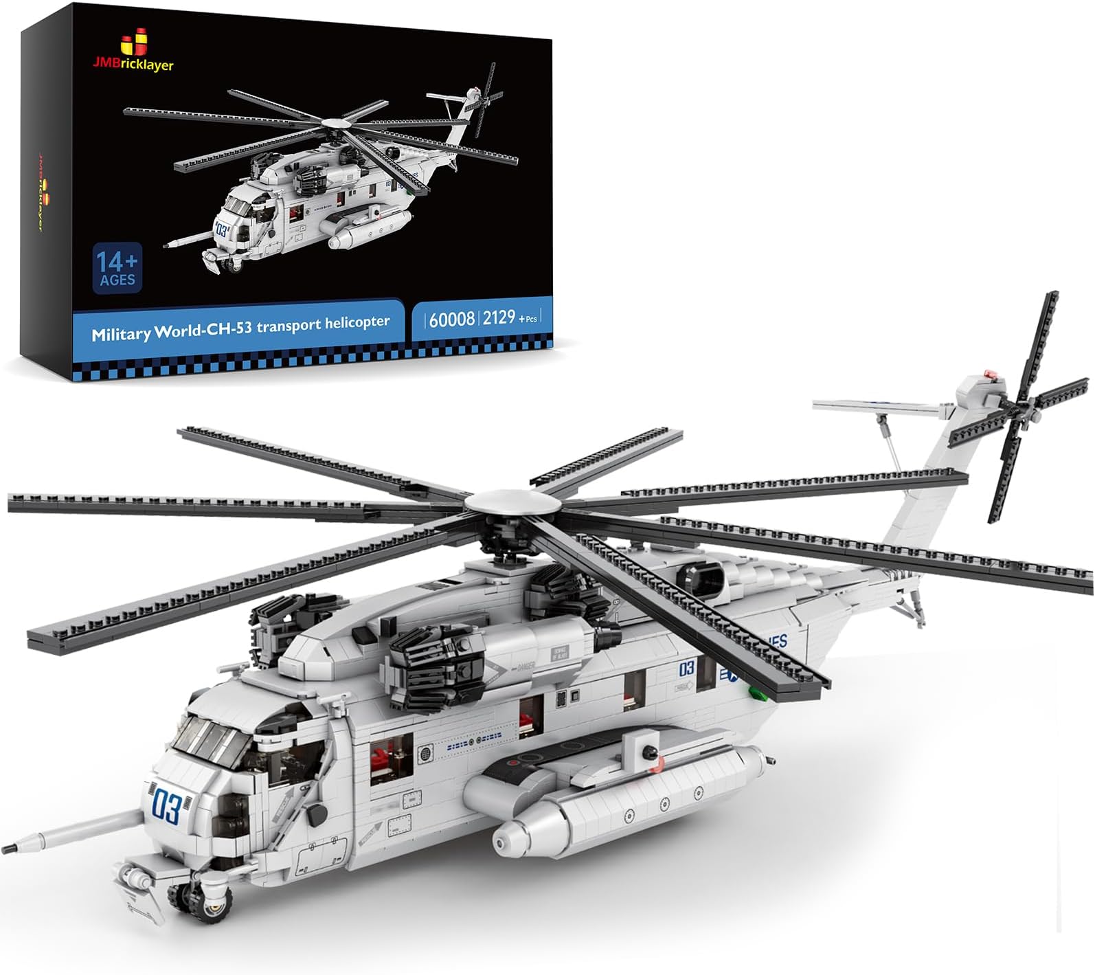 CH-53 Helicopter Building Set 60008, Military Transport Helicopter Toy Aircraft Model Kit, Ideal Airplane Toy Gifts for Kid 14+, Adults and Military Fans