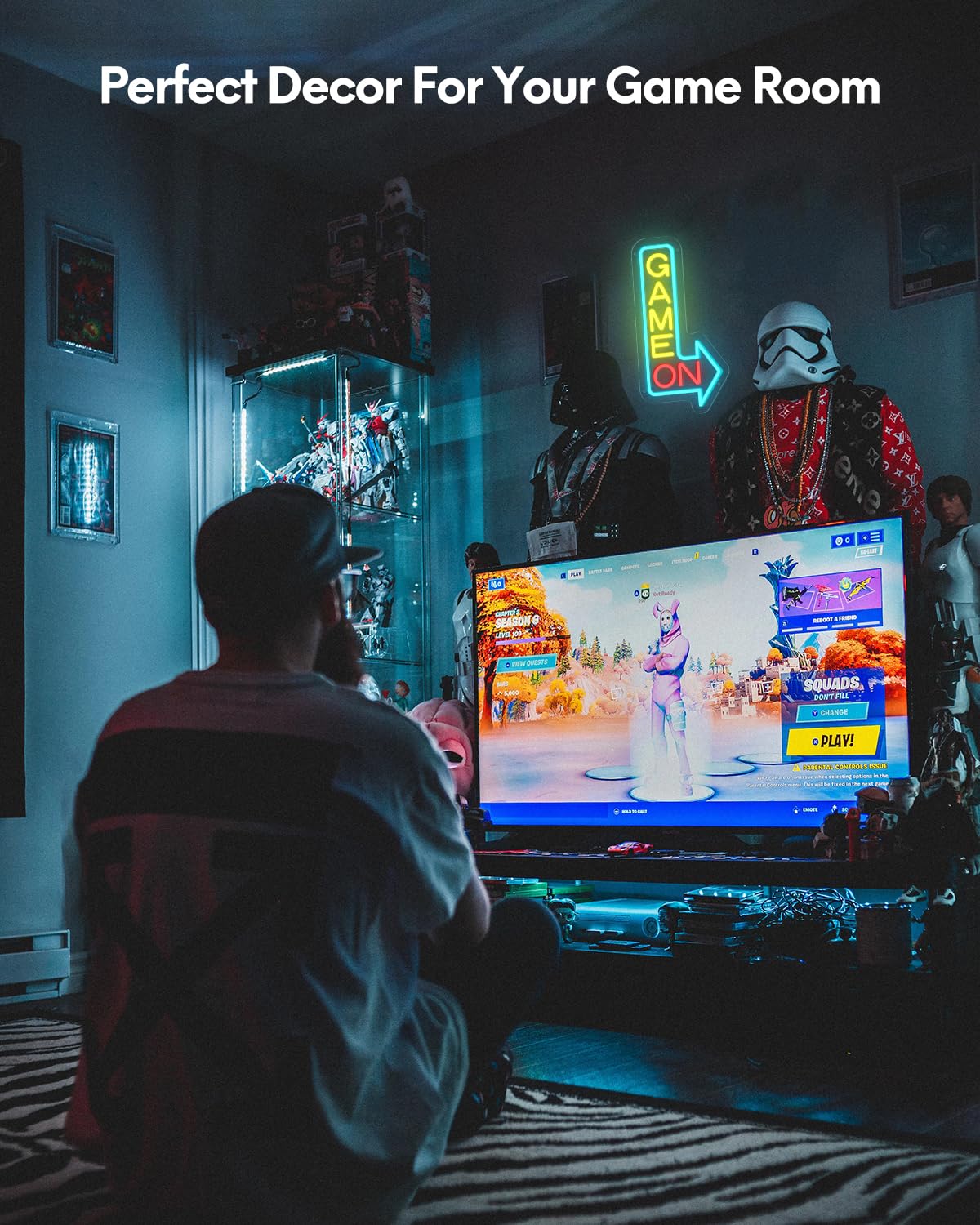 GAME ON Neon Sign for Wall Decor, LED Neon Gamer Sign for Arcade Room, Game Room, Bedroom, Kids, Boyfriend, Gifts Stepless Dimmable: Color-GAME ON RIGHT Medium Size