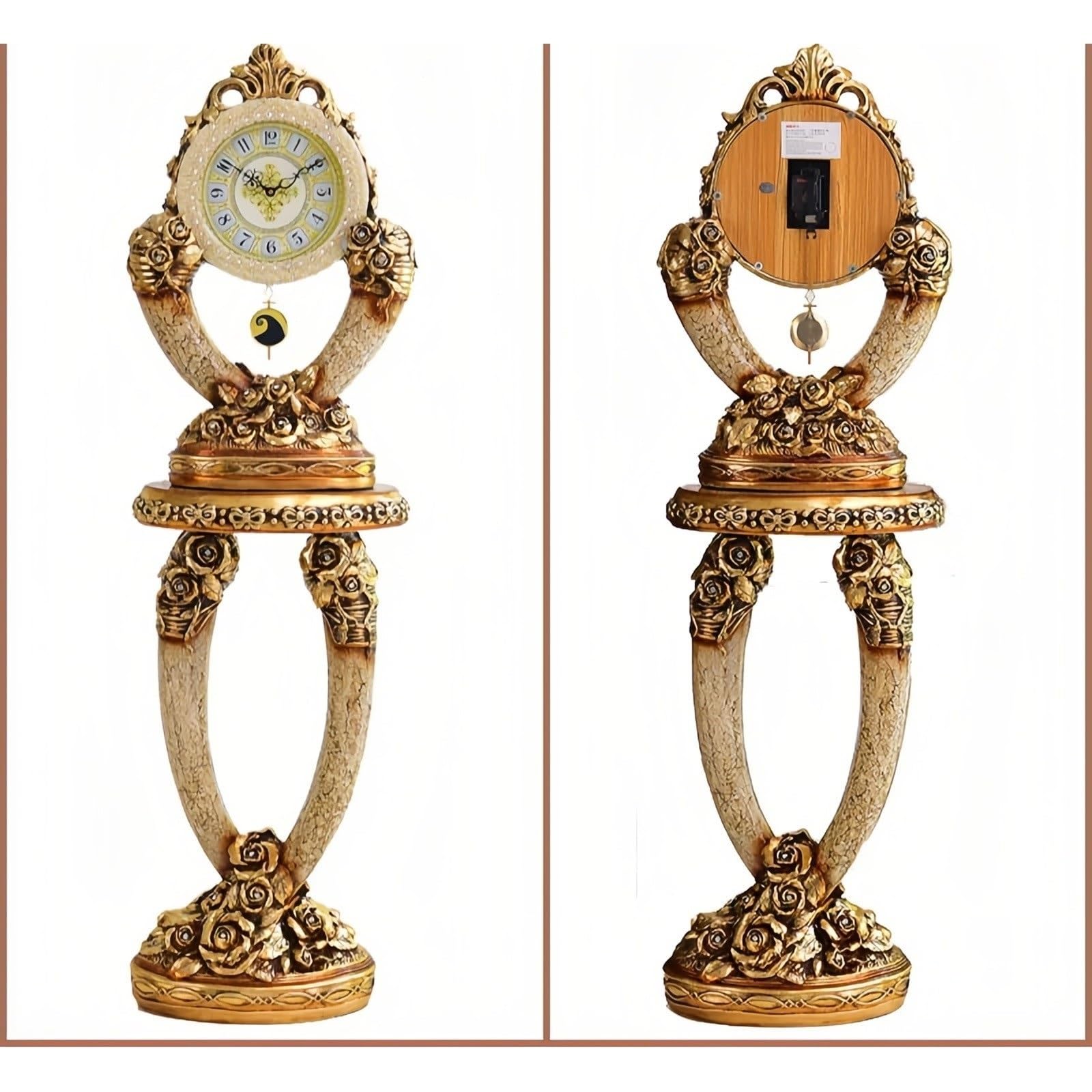 Reloj de pie Reloj de piso vintage cuarzo estilo europeo silencioso | Adornado for sala de estar