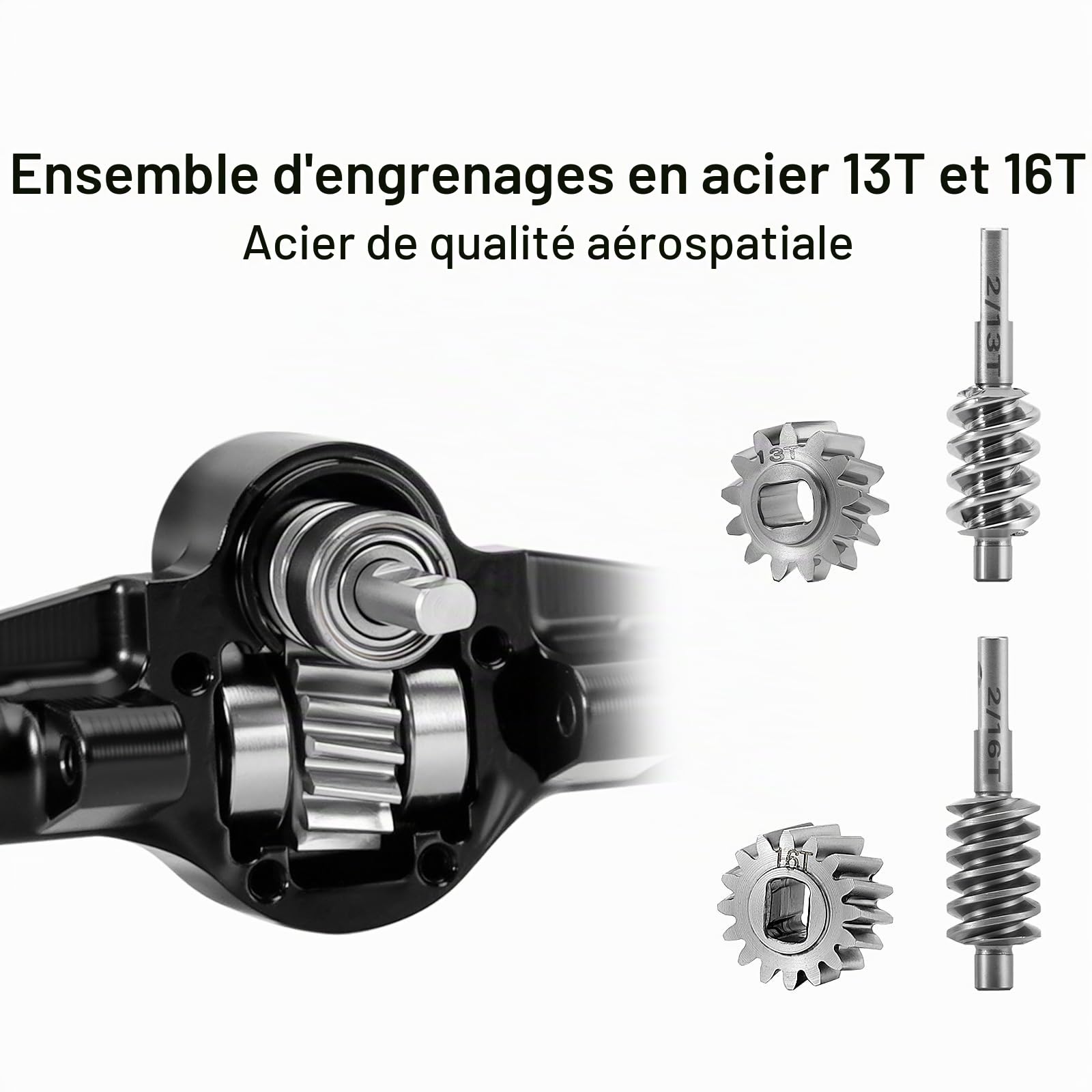 INJORA Essieux Planet +3mm avec Fusées d'essieu en Laiton pour 1/30 Axial SCX30