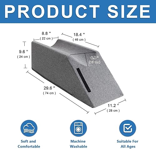 Miniatura 2 de Almohada de pierna en forma de U con espuma viscoelástica y funda lavable extraíble, almohada de elevación de piernas después de cirugía, rodilla,