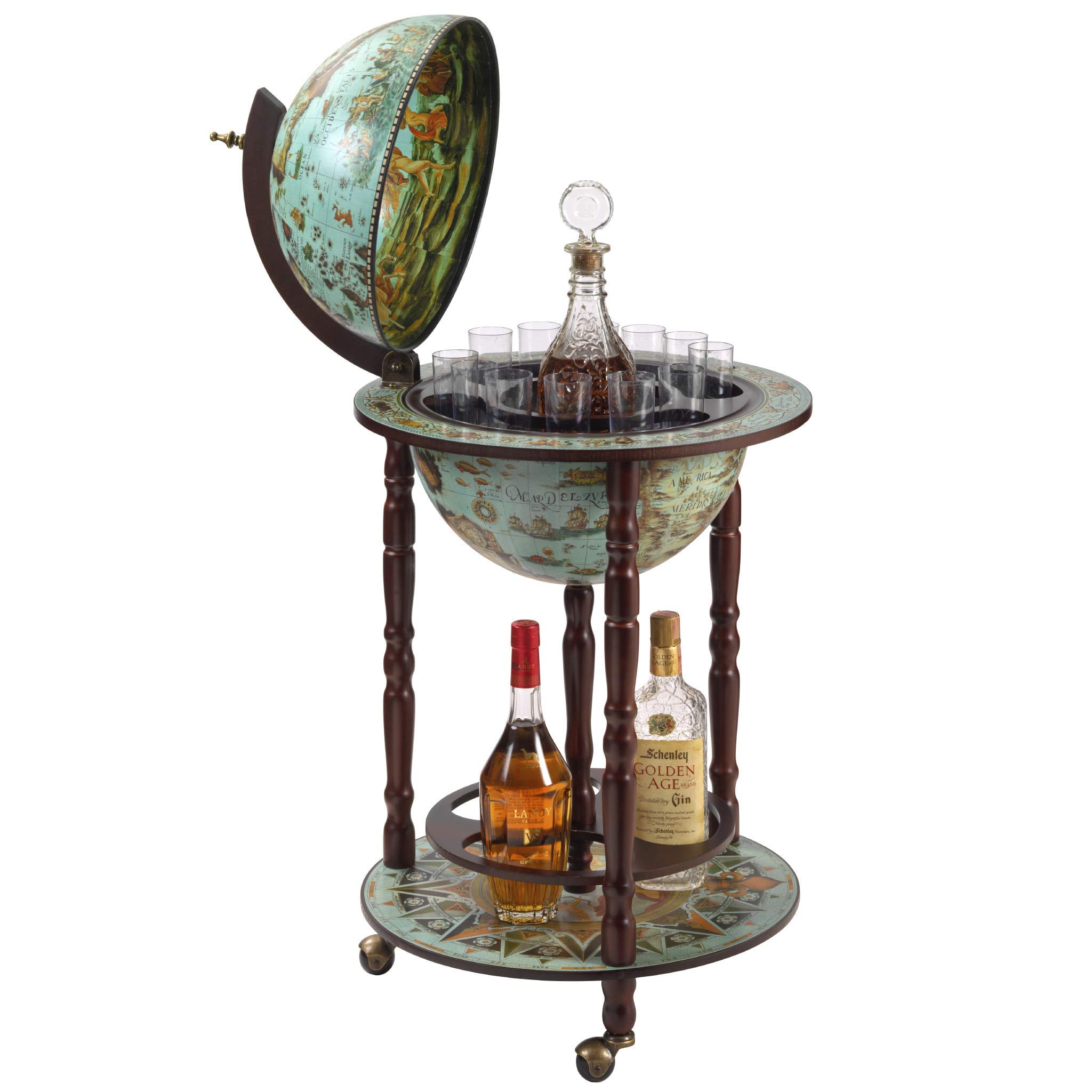 Design Toscano Sixteenth Century Replica Globe Bar Cabinet, 36 Inch, Cielo Blue