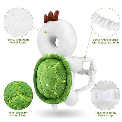 Miniatura 2 de Protector de cabeza de bebé para niños pequeños, almohadilla de seguridad ajustable, mochila de protección para la cabeza del bebé con 3 pares de