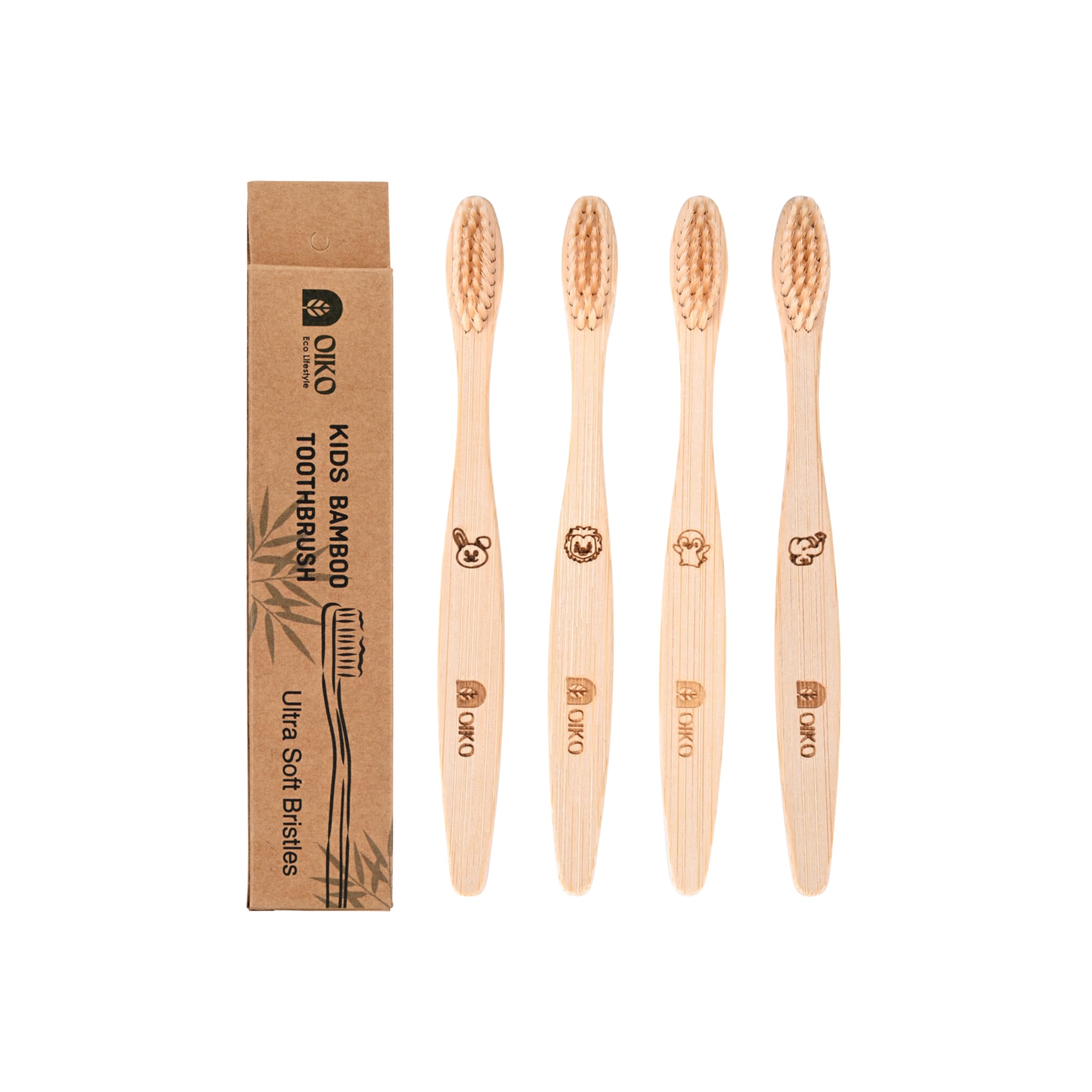OIKO Kids Bamboo Toothbrushes, Set of 4, Soft Bristles-picture-24