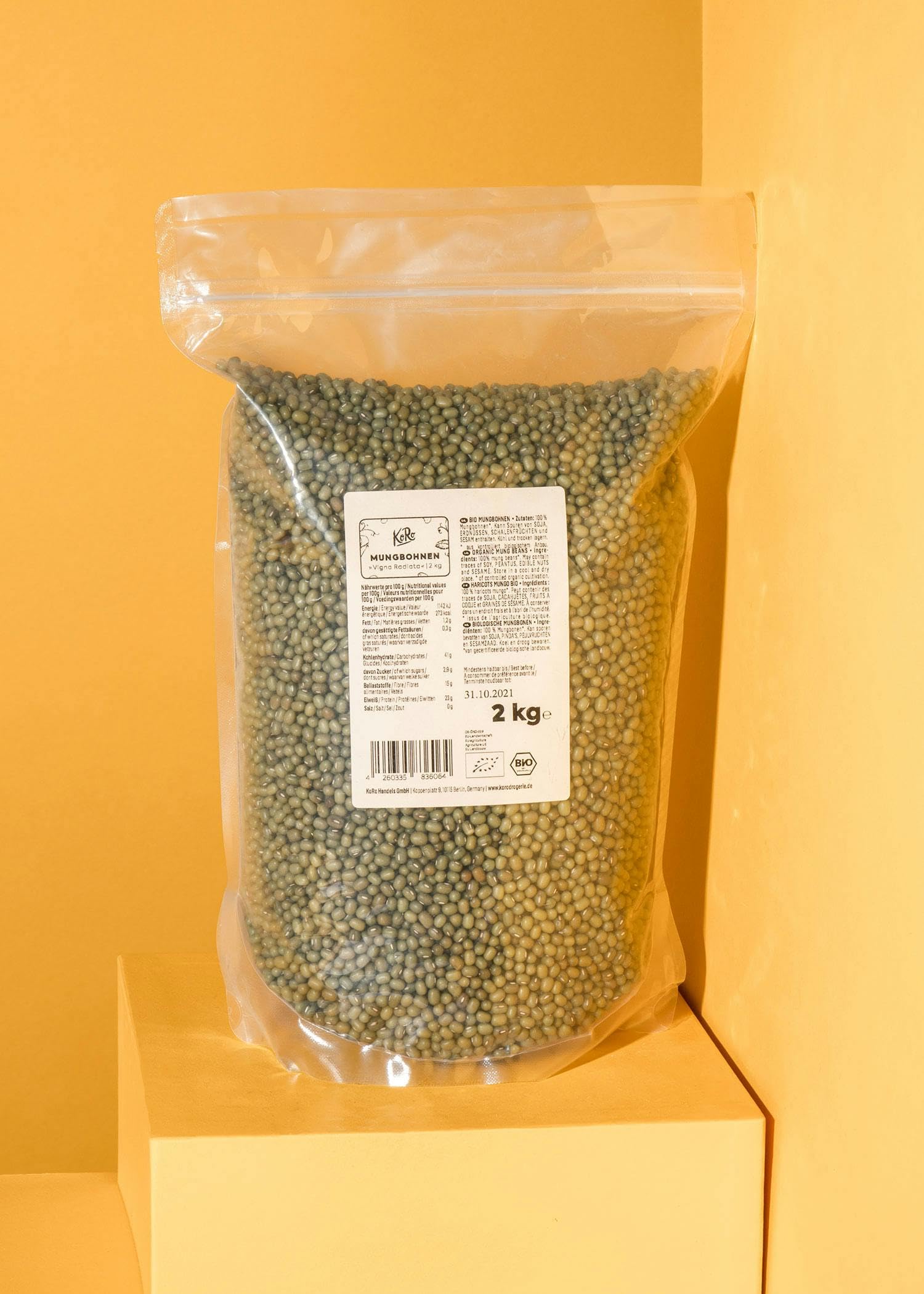 KoRo - Fagioli mung bio 2 kg - Legumi ricchi di proteine da coltivazione biologica in confezione risparmio