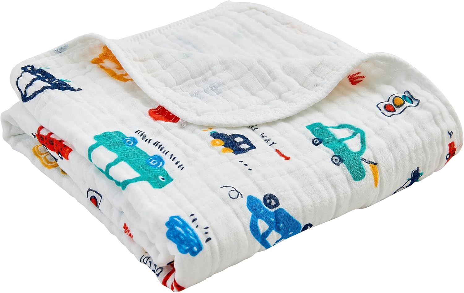 Luxury Muslin Baby Blanket, Cozy Swaddle, 6-Layer Cotton Receiving Blanket for Newborn Infant, 59x43 Inch Lightweight Breathable Crib Blanket, Nursery Stroller Toddler Quilt, Car Family