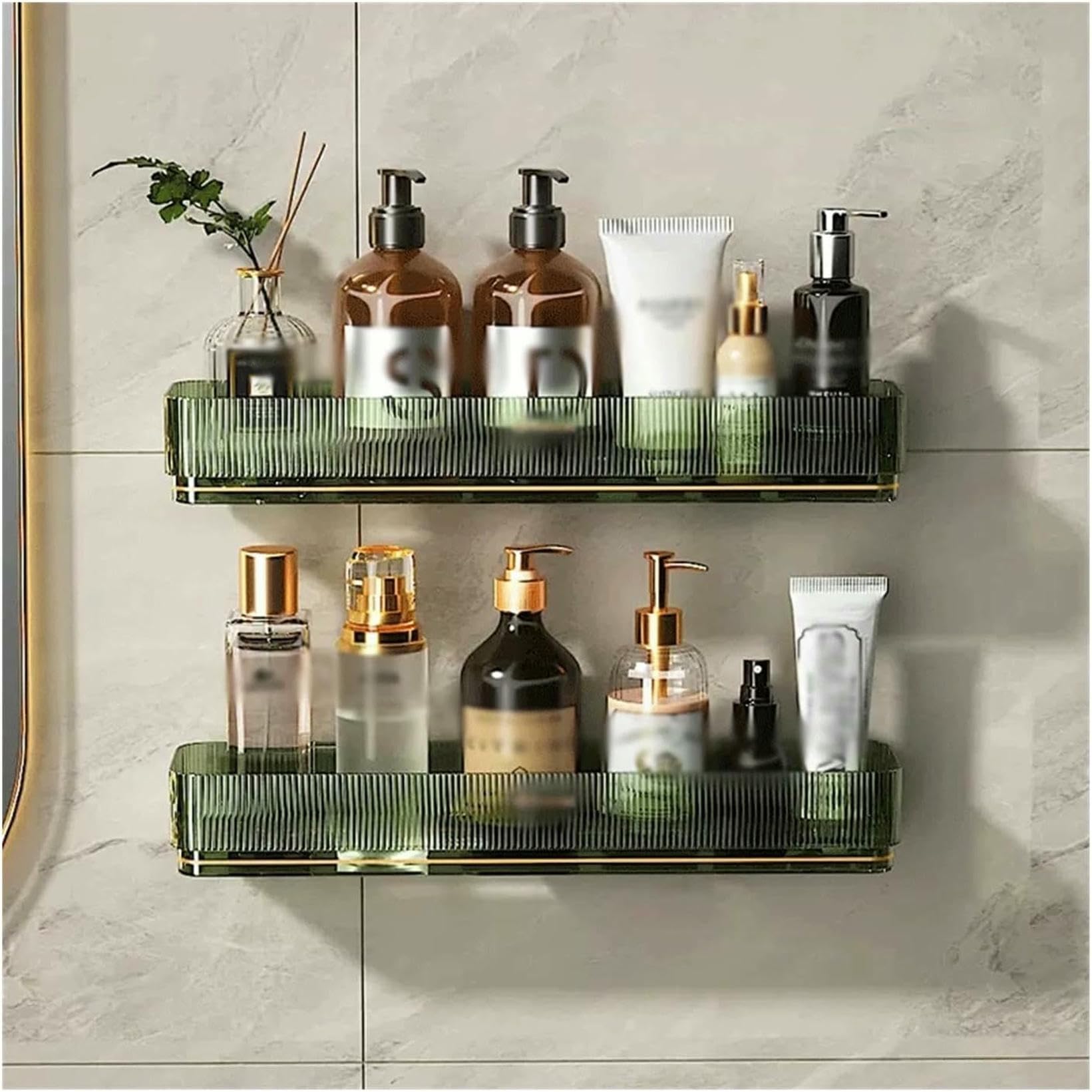 Organisateur caddie de douche transparent en plastique pour rangement mural sans perçage