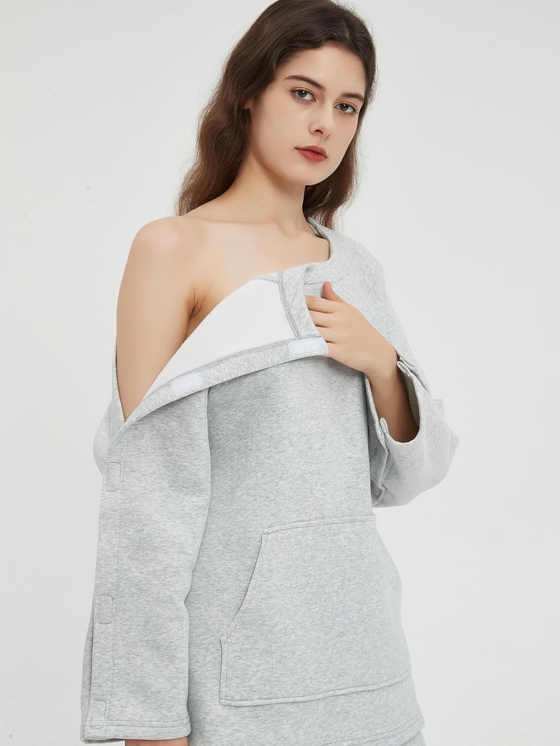 7 VEILS Unisex Post Surgery Recovery Sweater Tshirt Chest Port Access Chemo Shirt Men & Women Adaptive Clothing (S & W 2 Ver)