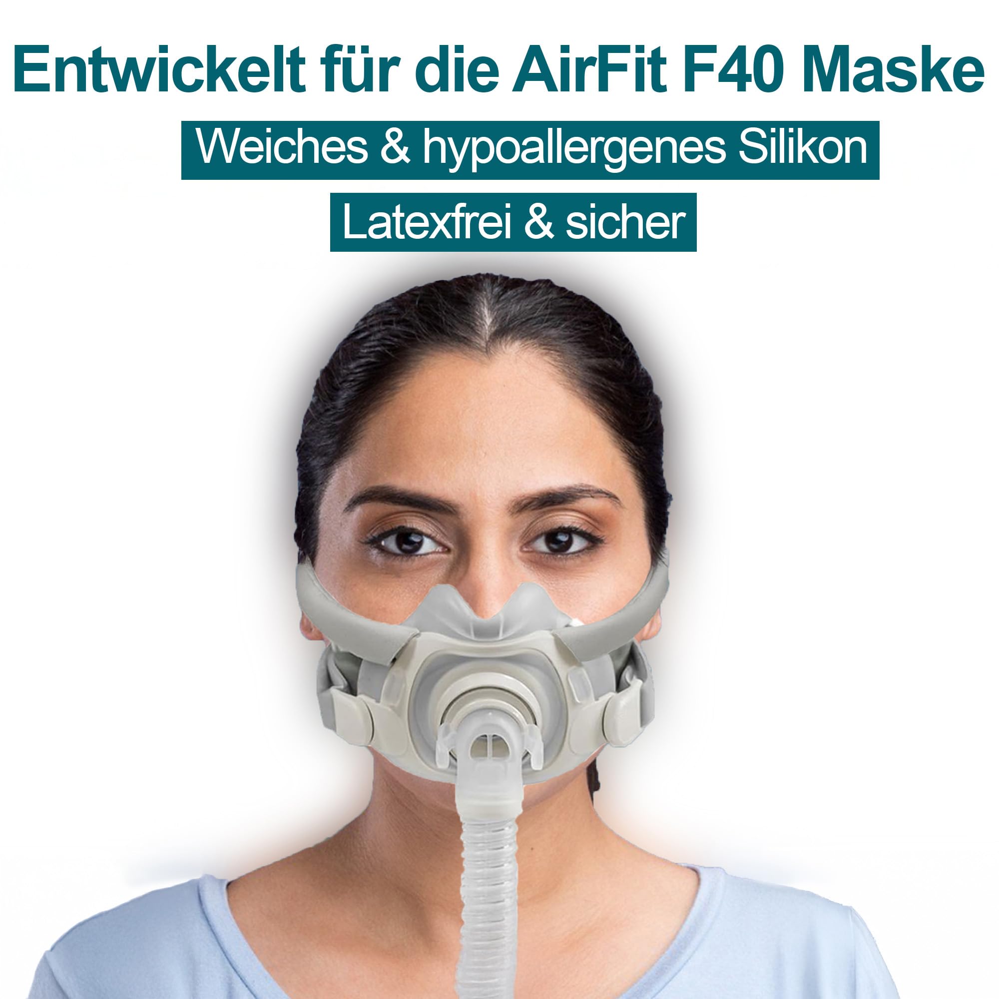 AirFit F40 Ersatzkissen und Kopfband | Weiche Silikondichtung, Verstellbares Kopfband, Sicherer & Bequemer Sitz | Kompatibel mit AirFit F40 Maske (Mittel)