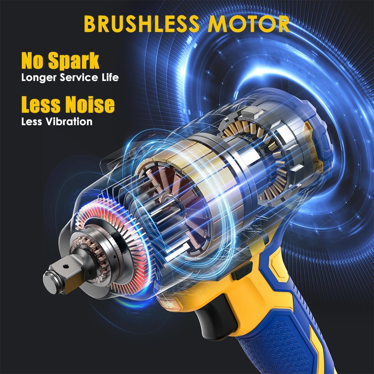 Cordless Impact Wrench Compatible with DEWALT 20V MAX Battery, 1/2 Inch Brushless High Torque Power Impact Gun 665 Ft-lbs(900 N.m) with 3-Mode Speed, LED Light (Bare Tool Only)