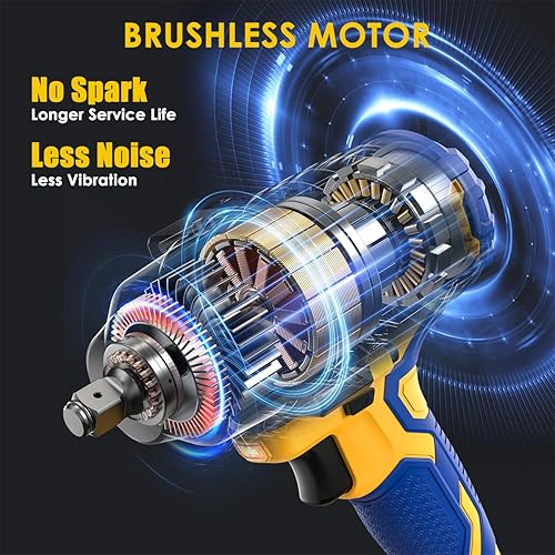 Miniatura 6 de Llave de impacto inalámbrica compatible con batería DEWALT 20V MAX, 1/2 pulgada, pistola de impacto de alto par sin escobillas de 665 pies/libra