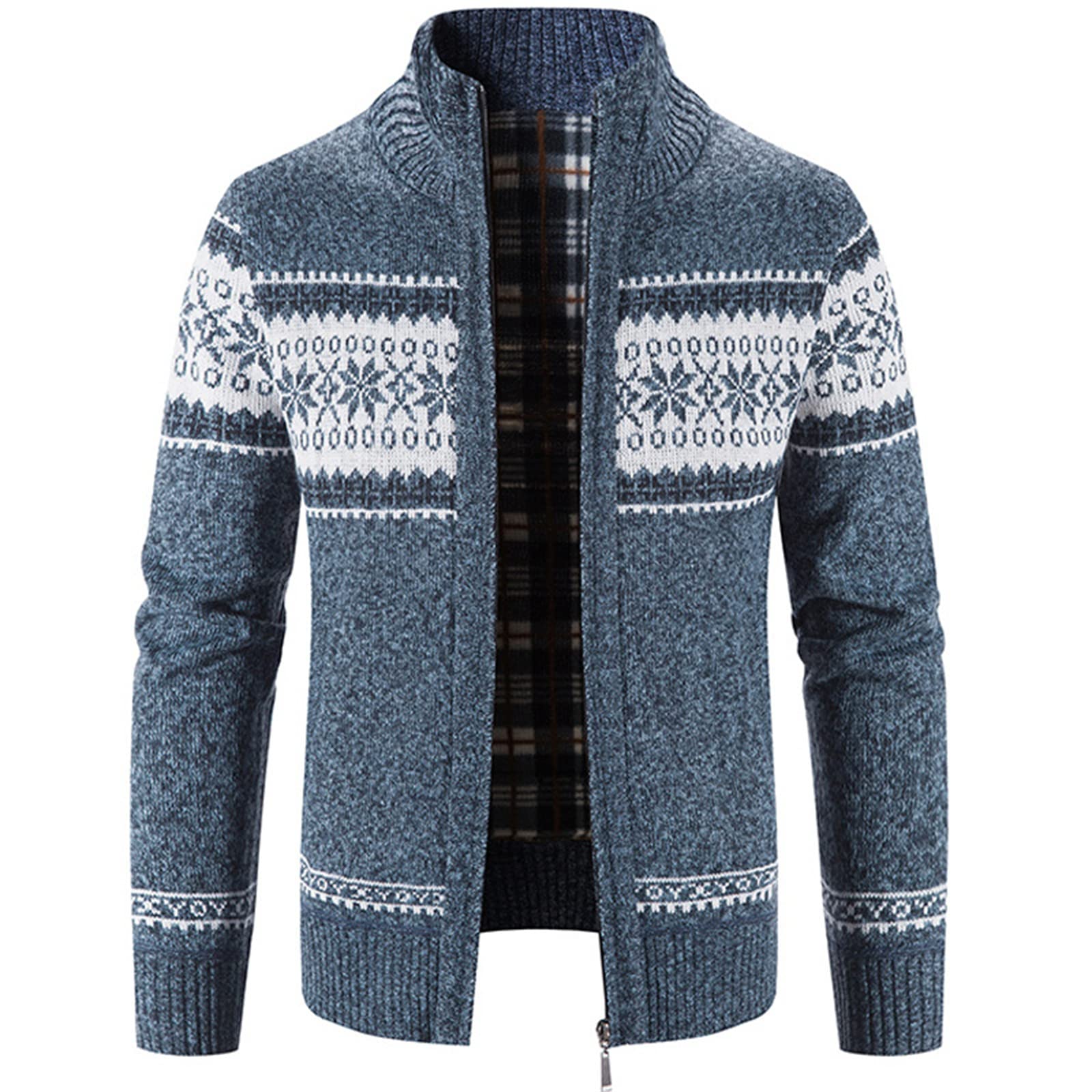 Uomo Stand Collare Stampato Cardigan Giacca A Maglia Moda Casual Colore Abbinamento Stampato Cardigan Giovanile A Maniche Lunghe Top Jacket
