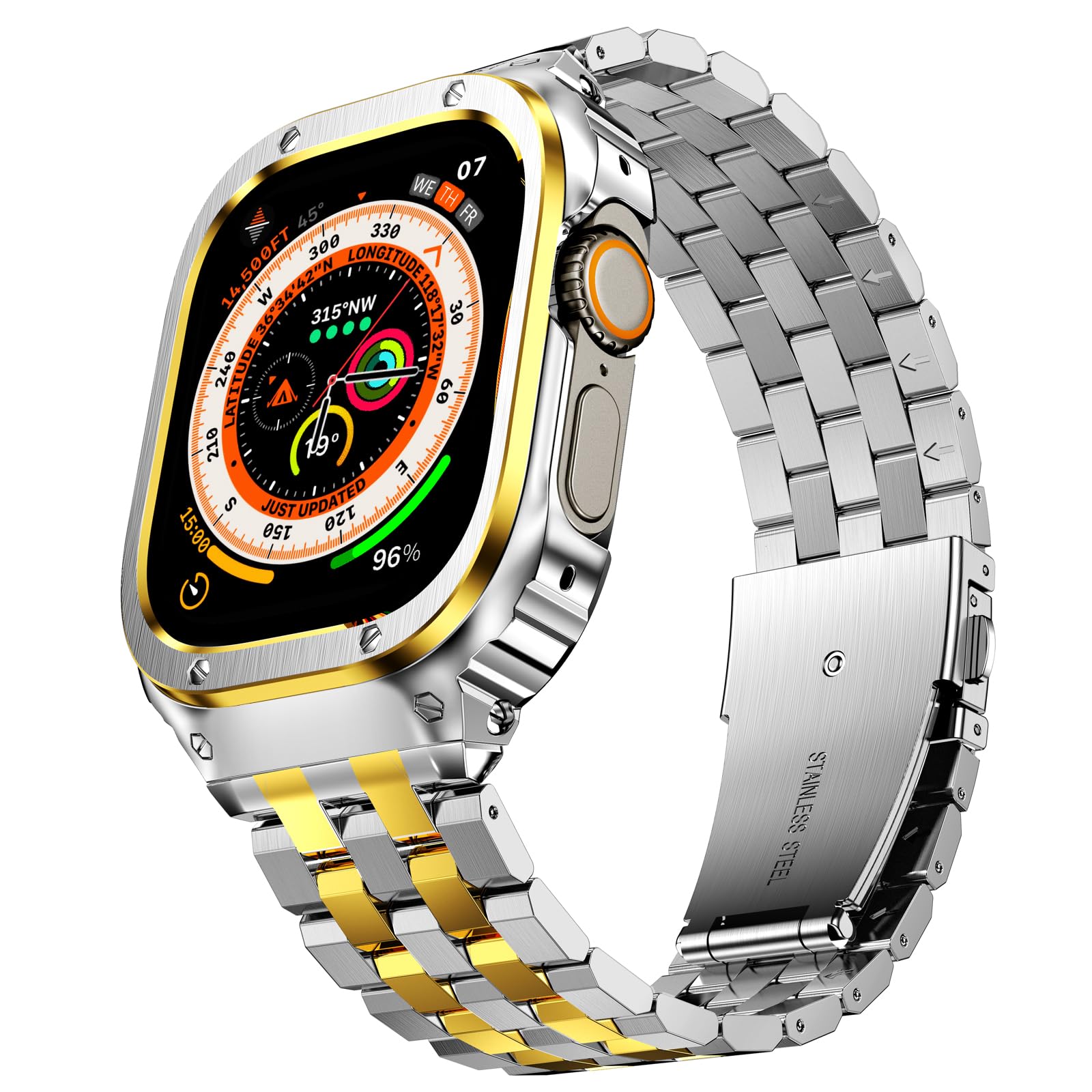 SUPLINK Stainless Steel Case for 49mm Apple Watch Ultra 3/2/Ultra Bands Men