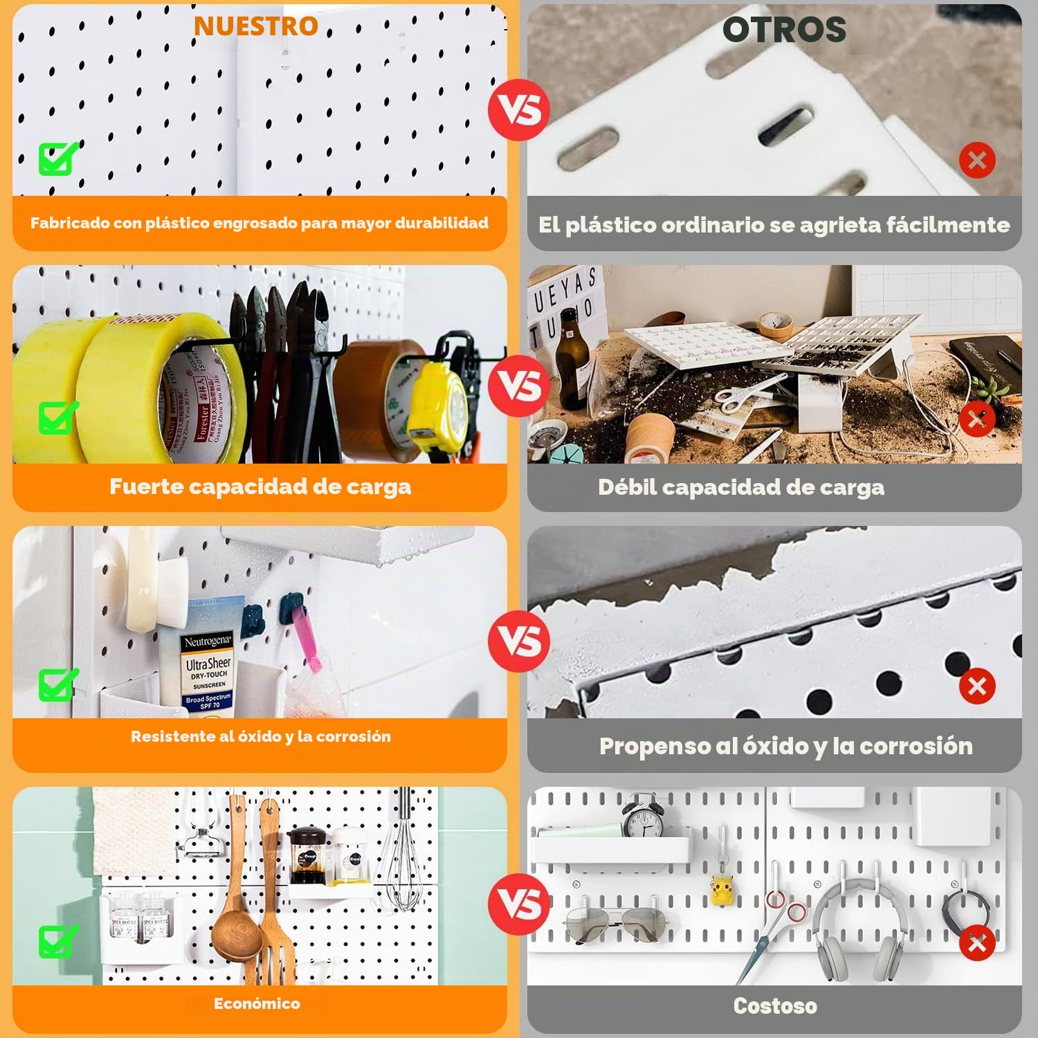6 tableros de clavijas, tablero de clavijas, organizador de pared de tablero de clavijas, kits de tablero de clavijas para almacenamiento de tablero de clavijas, tablero de clavijas pequeño para sala
