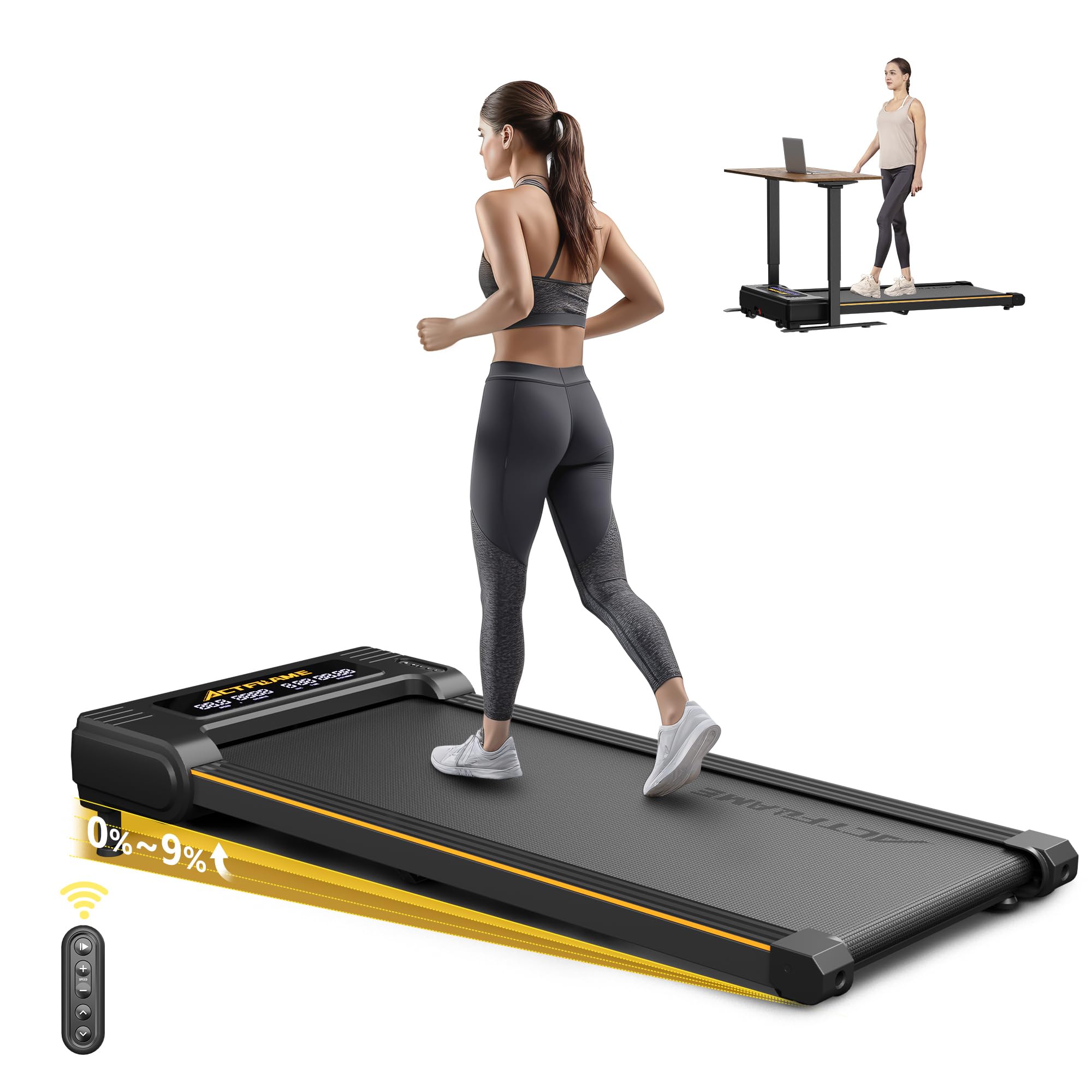 Treadmill Walking Pad Walking Machine, Walk Pad Exercise Equipment, 2 in 1 Black
