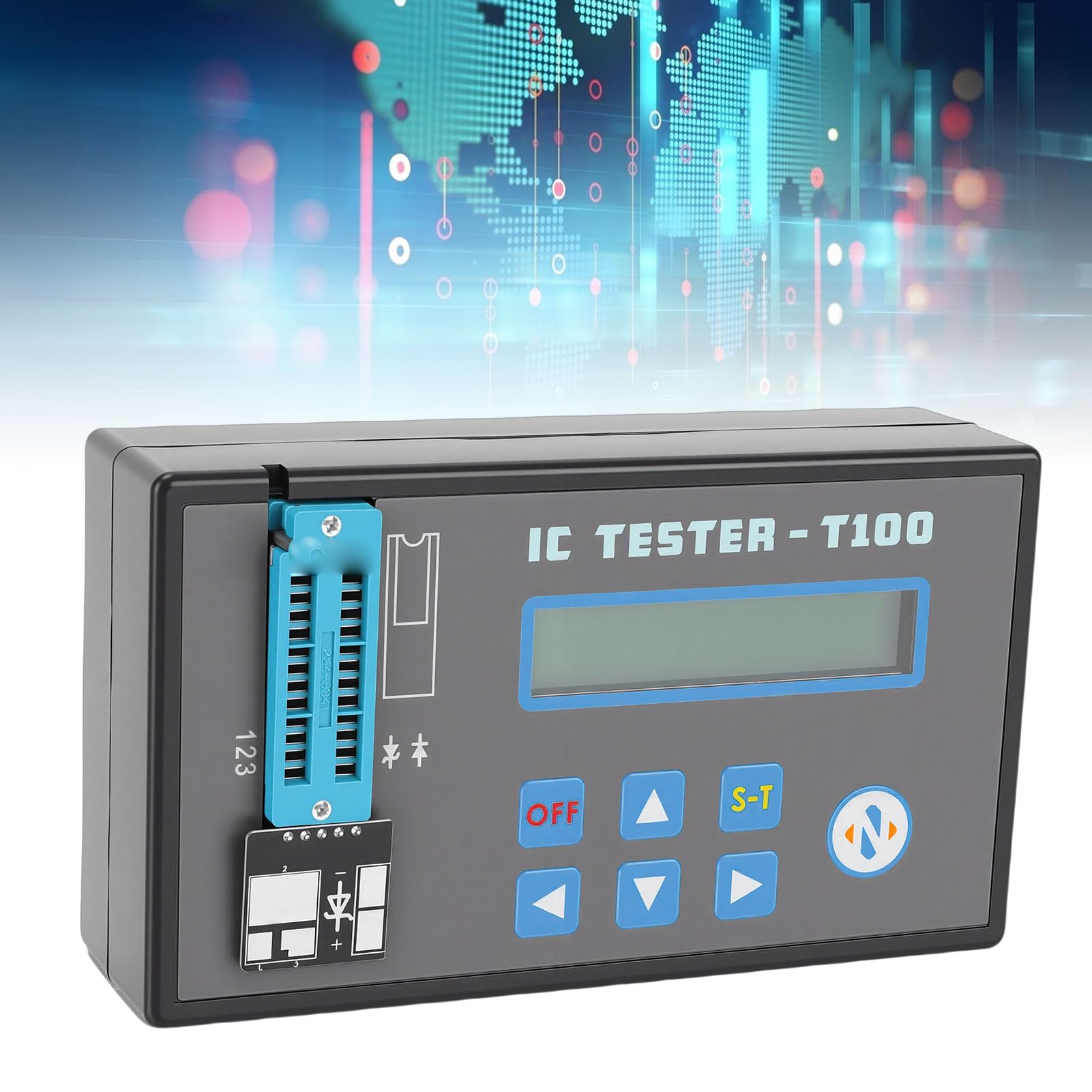 Sharainn Tester per Circuiti Integrati, Misuratore di Transistor IC a Diodo Triodo Multifunzionale a LED con 2 Terminali, Tester per Componenti di Azionamento per la Manutenzione degli