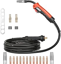 MIG MAG 15Ak Wire Welding Torch with Worn Parts for Welding, MIG Torch, Welding Accessory, Portable Manual Welding Gun for Welding Wire (4 m) - Orange