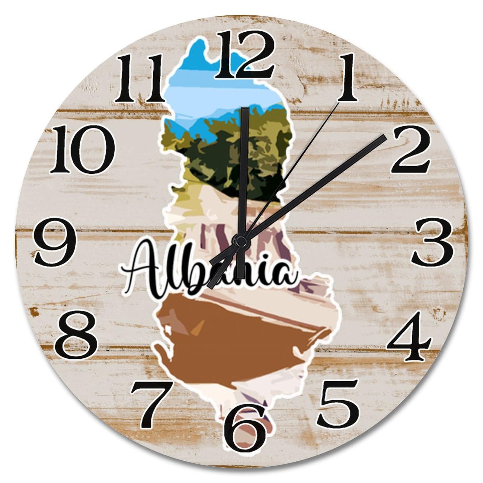 Horloge murale Albanie silencieuse en bois 38 cm à piles
