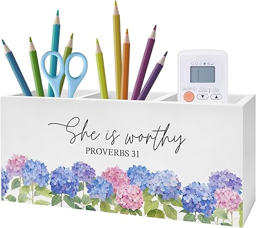 Miniatura 12 de Soporte Inspirador Floral para Bolígrafos y Lápices con Versículos Bíblicos, Decoración Cristiana para Oficina en Casa, Organizador de Bolígrafos y