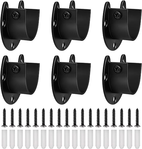 Paquete de 6 soportes para barra de armario de 1 pulgada, soporte de barra de ducha de acero inoxidable, soportes para barra de ducha, soportes de