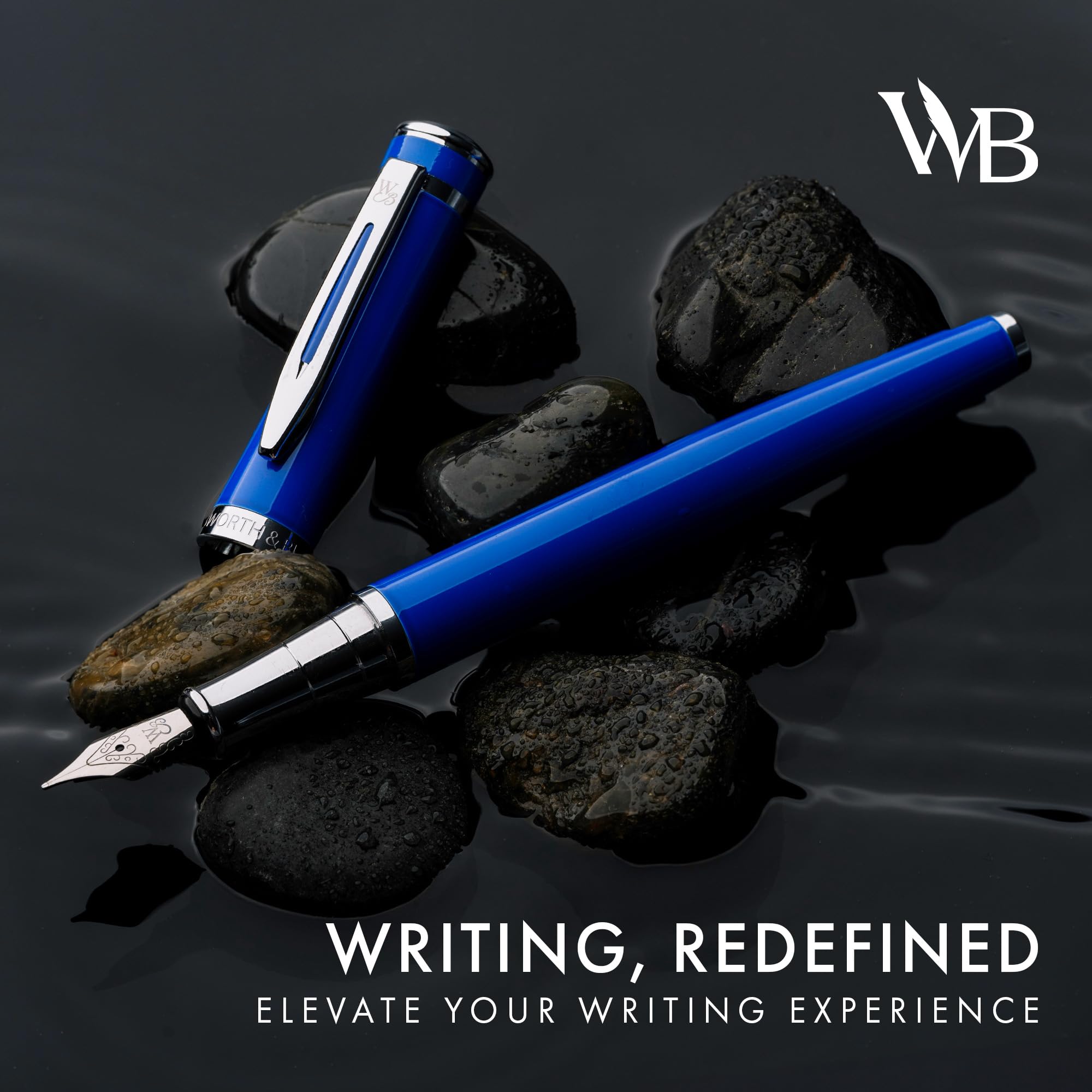 Wordsworth & Black Fountain Pen Set, Medium Nib, Includes 24 Pack Ink Cartridges, Ink Refill Converter & Gift Pouch - Image 2