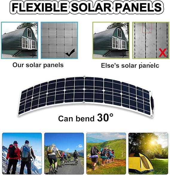 400W Flexible Monocrystalline Solar Panels with 40A Solar Regulator Photovoltaic Module for Off- Grid System Motorhome RV Caravan Camper Boats Roofs Uneven Surfaces 2 * 400W