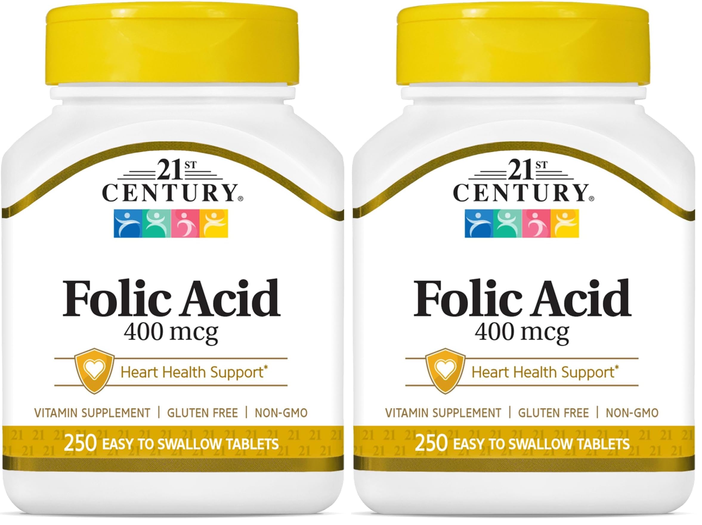 21st Century Folic Acid 400 mcg Tablets, 250 Count (Pack of 2)