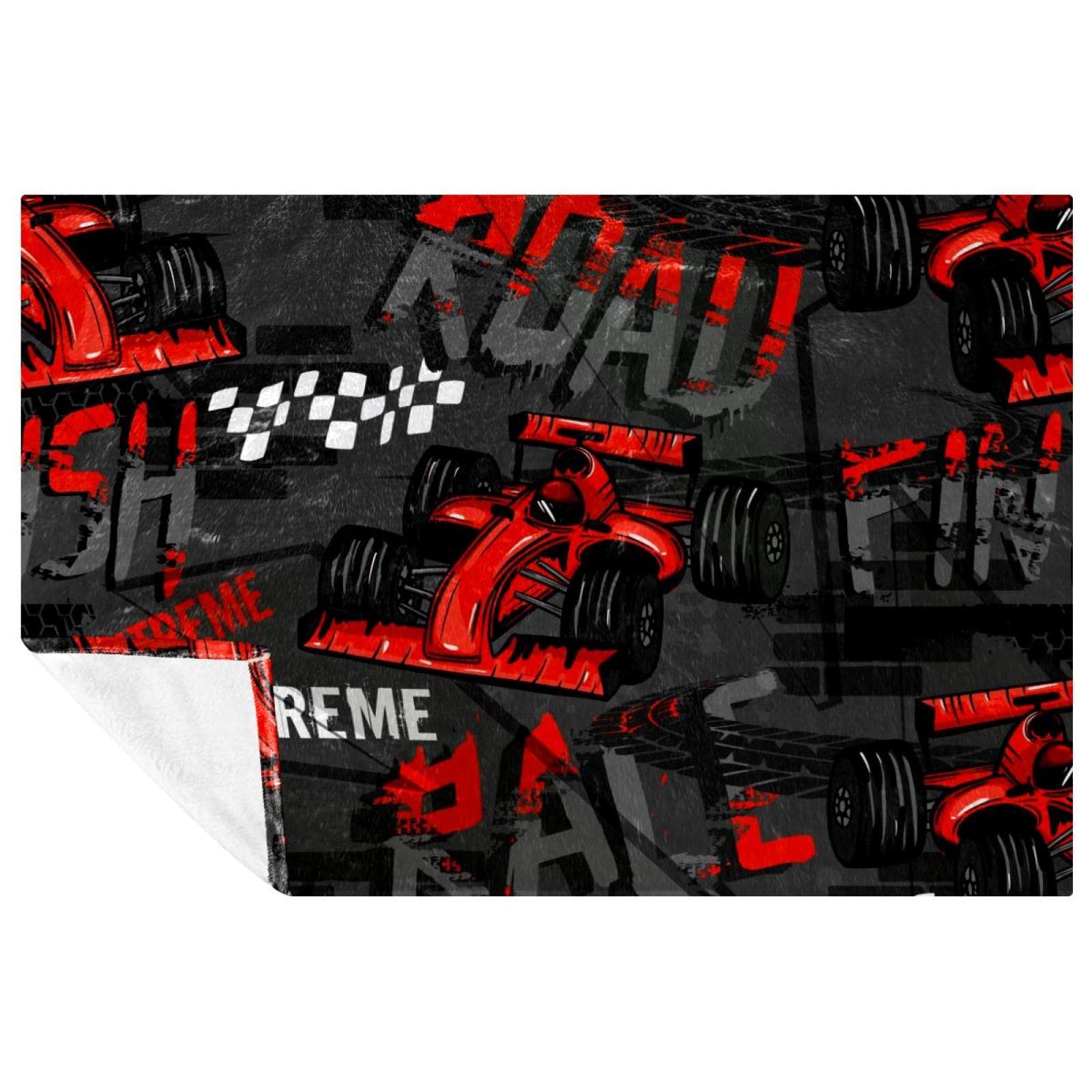 Couverture voiture de course pour pique-nique plage camping lit canapé plaid rouge 150x100