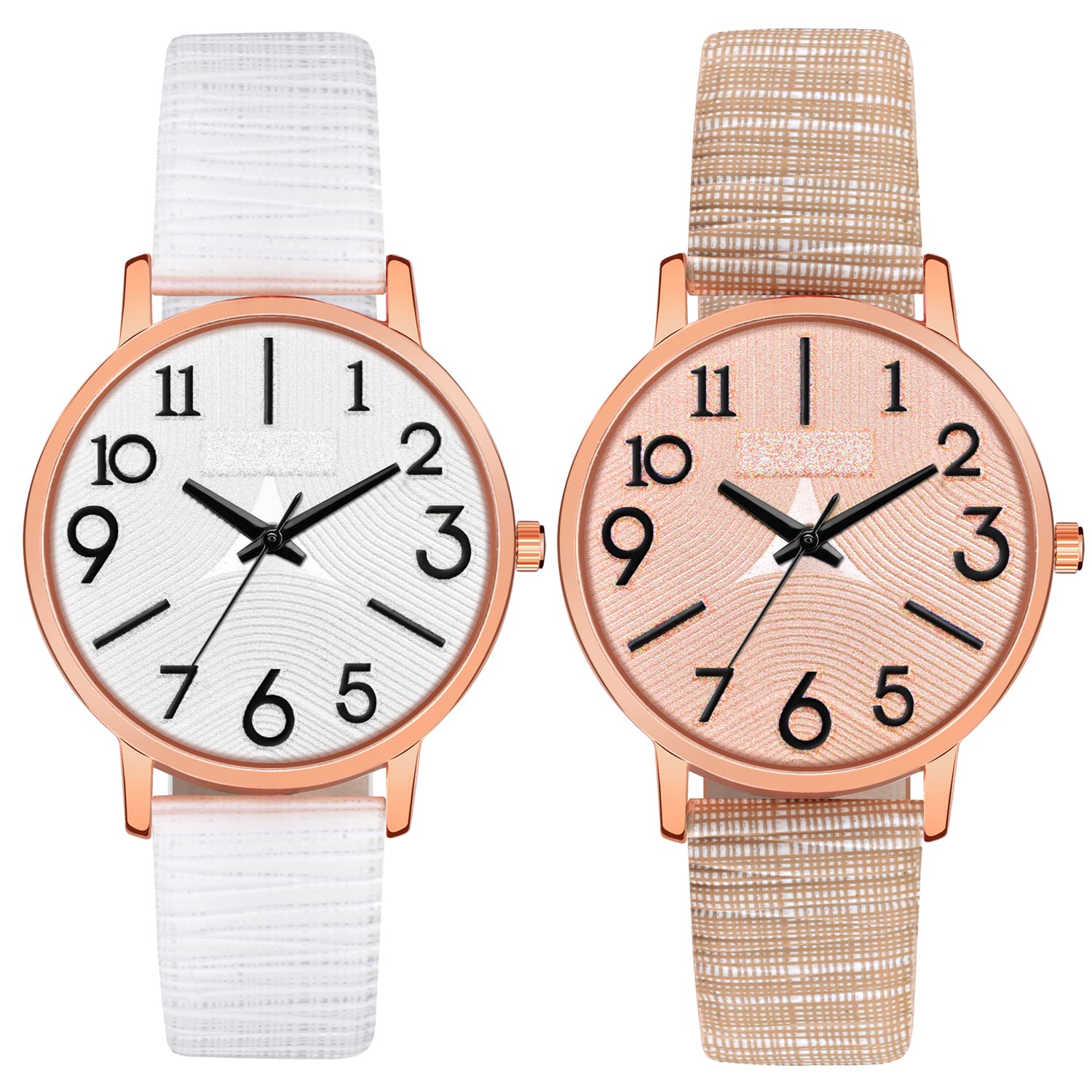 CLOUDWOOD Analog Ladies Wrist Watches Combo Set of Watch for Women Girls (White & Skin Colored Dial and Strap) -MT347-349 (B09KTR9341) Amazon Price History, Amazon Price Tracker