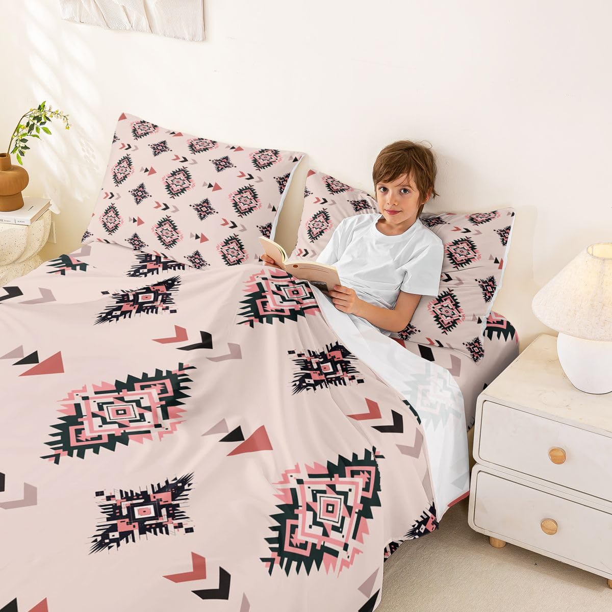 Homewish Boho Western zestaw pościeli podwójne południowo-zachodnie rdzenne azteckie prześcieradła egzotyczne indiańskie plemienne vintage pościel - etniczne plemię strzała aztecki zestaw pościeli 4