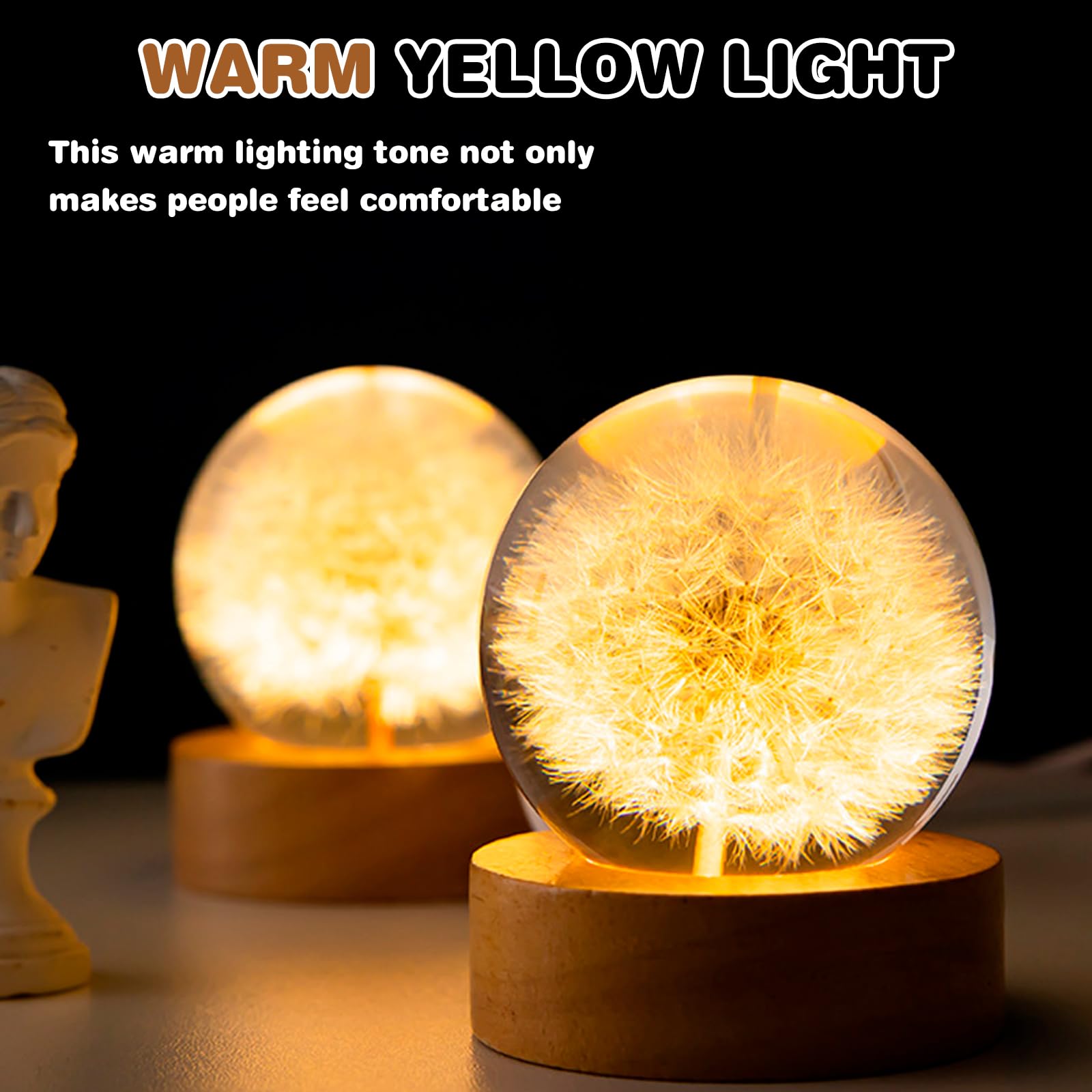 Glazen Bol met 3D Blaasbloem Gravure en LED Verlichting | USB-aangedreven